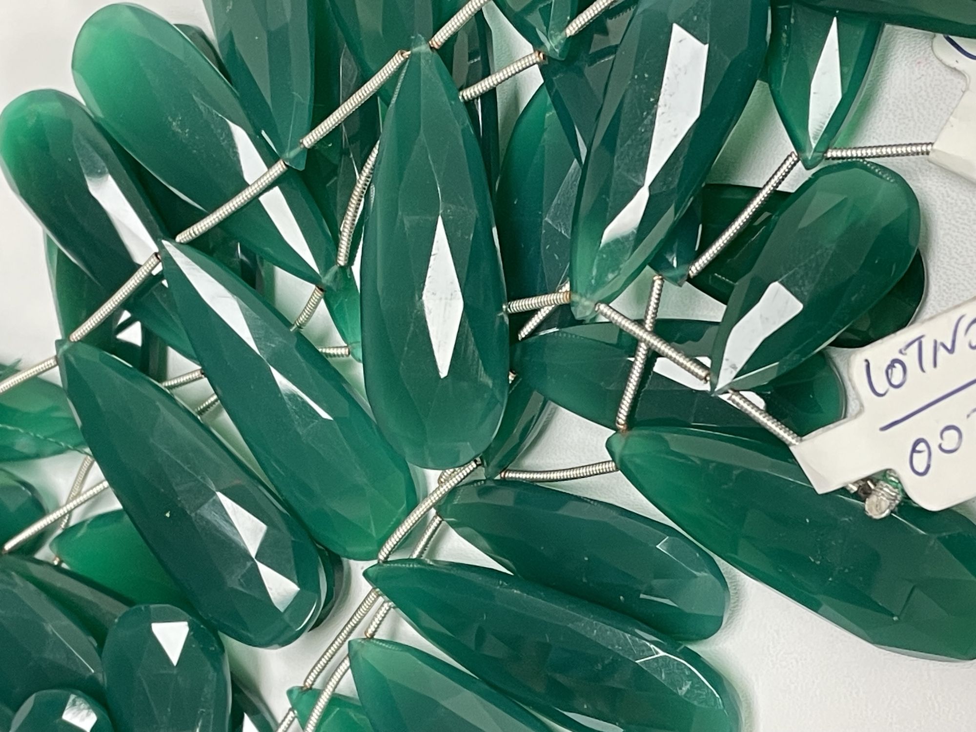 Green Onyx Long Pear Faceted