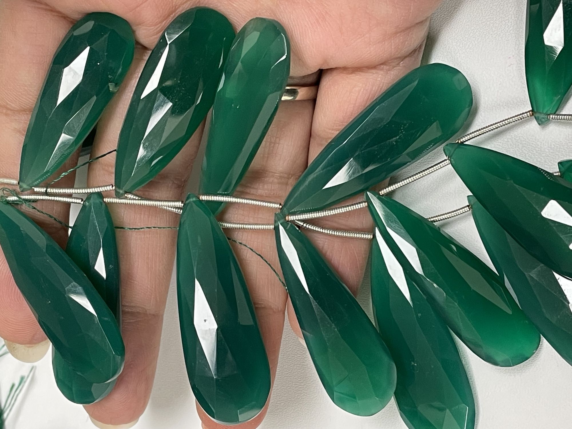 Green Onyx Long Pear Faceted