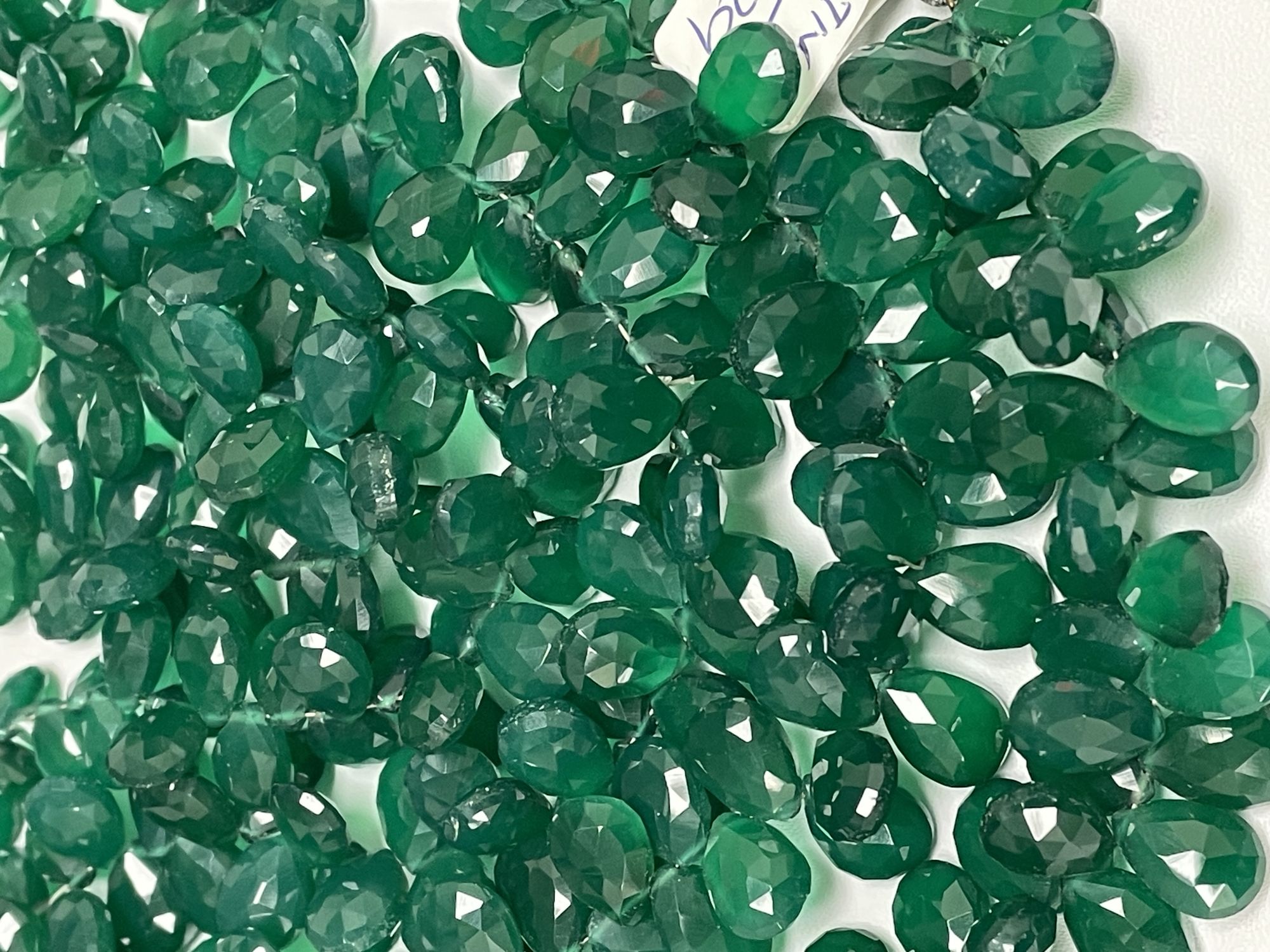 Green Onyx Pear Faceted