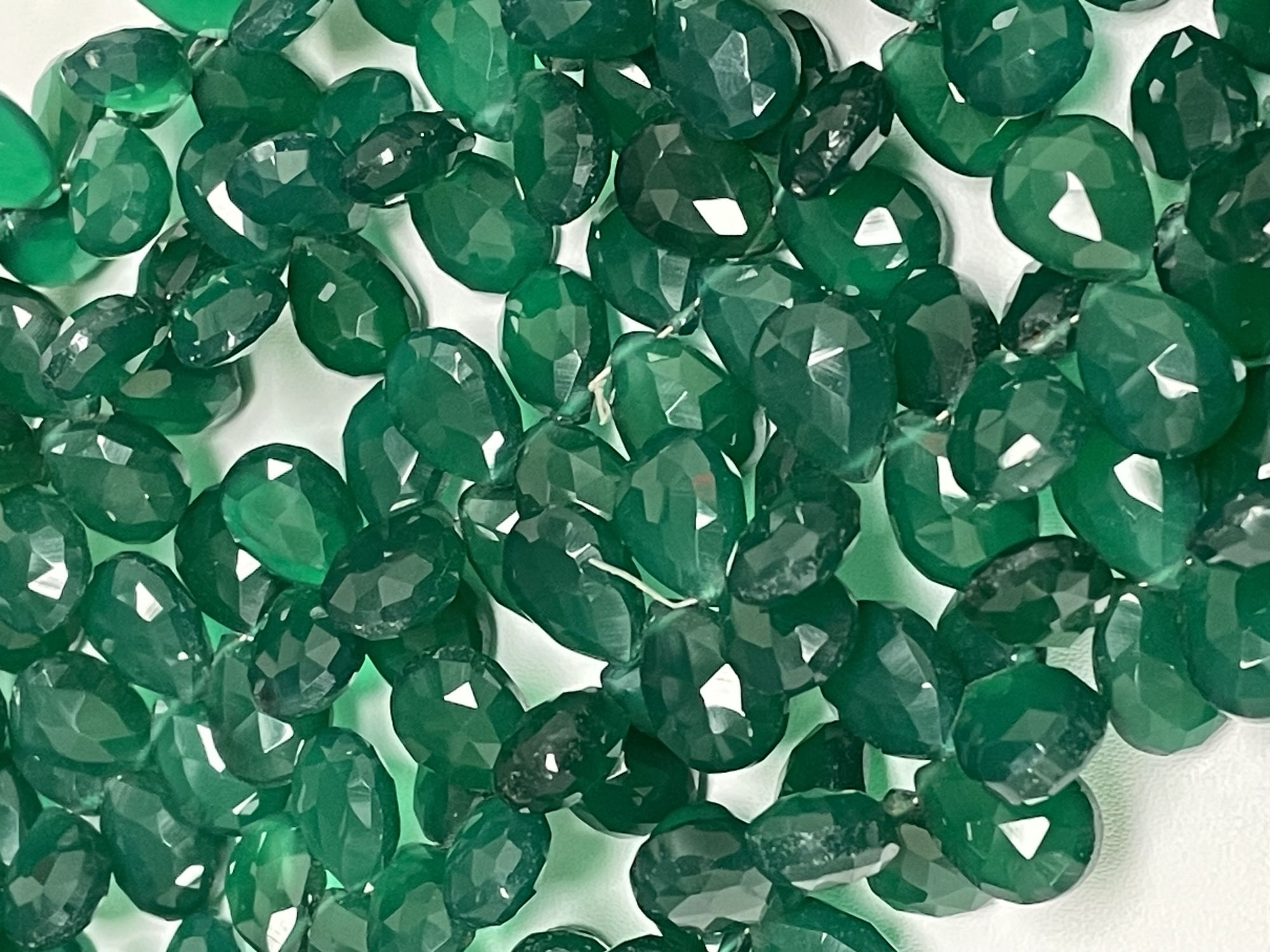 Green Onyx Pear Faceted