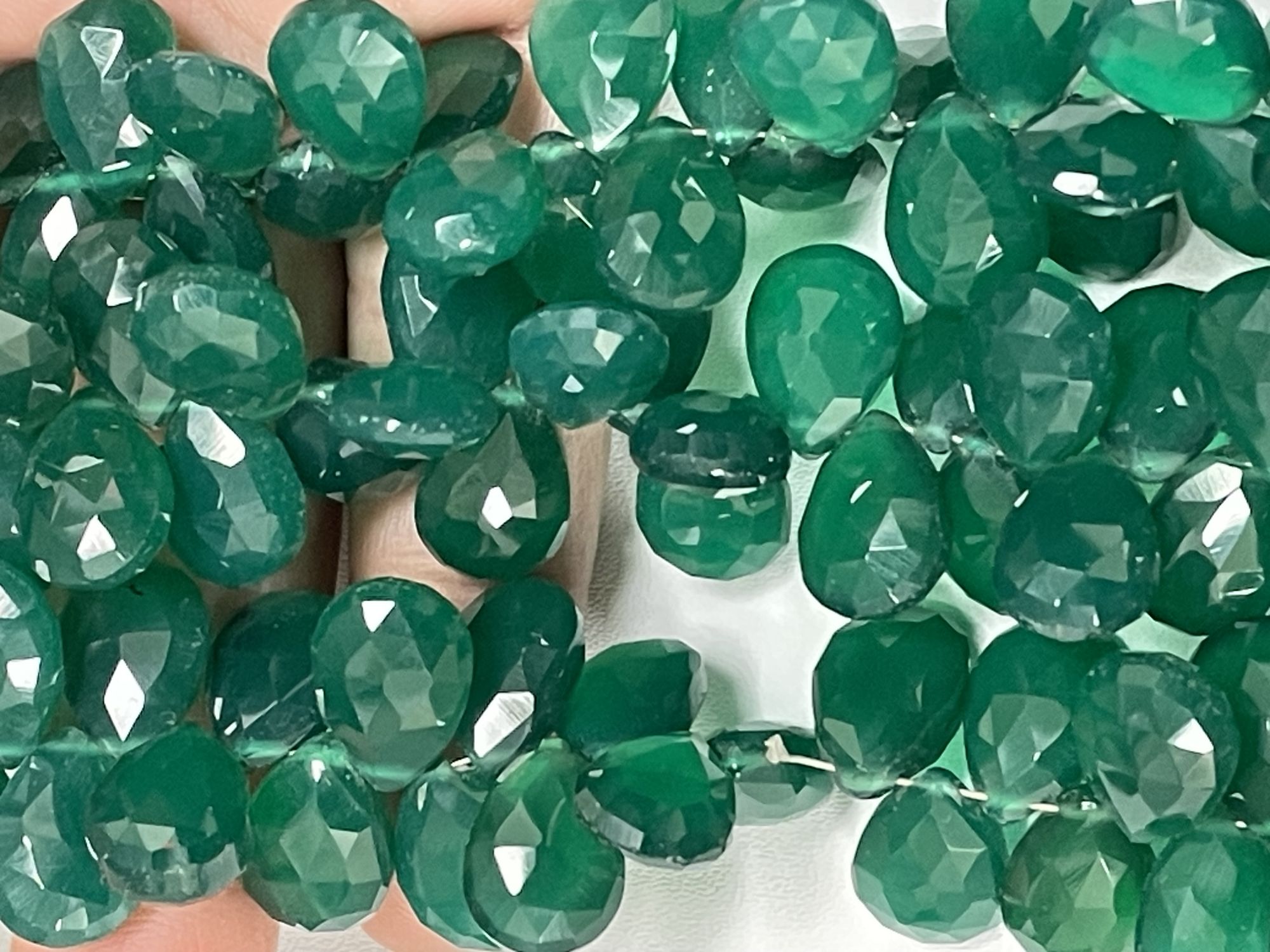 Green Onyx Pear Faceted
