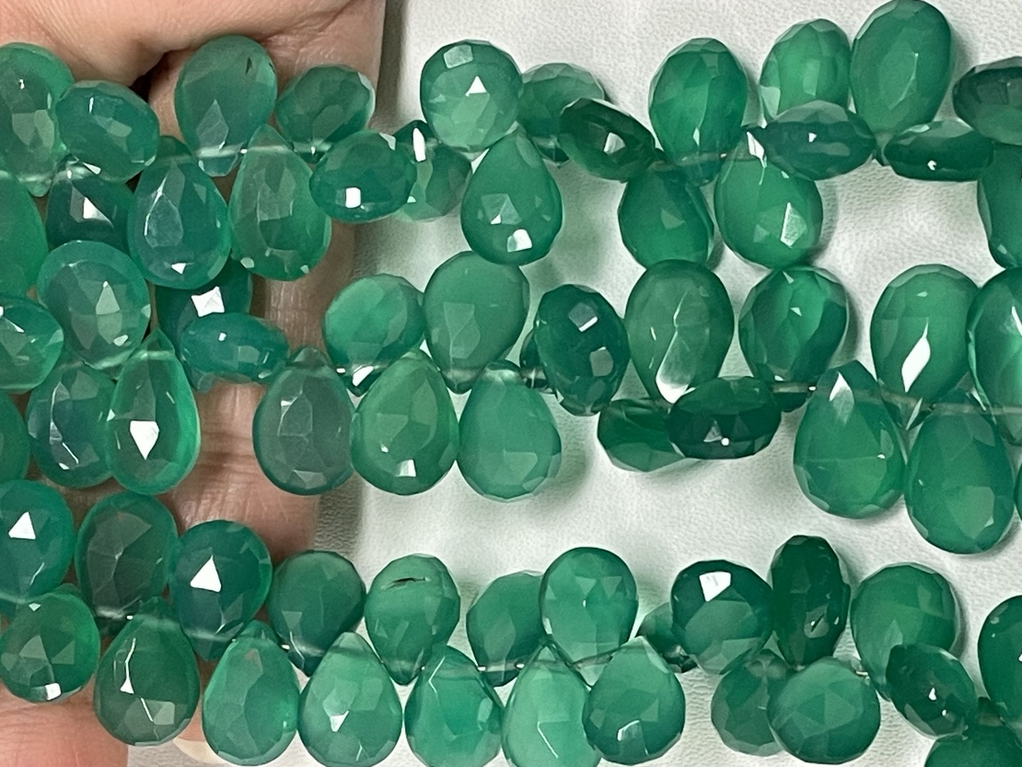 Green Onyx Pear Faceted