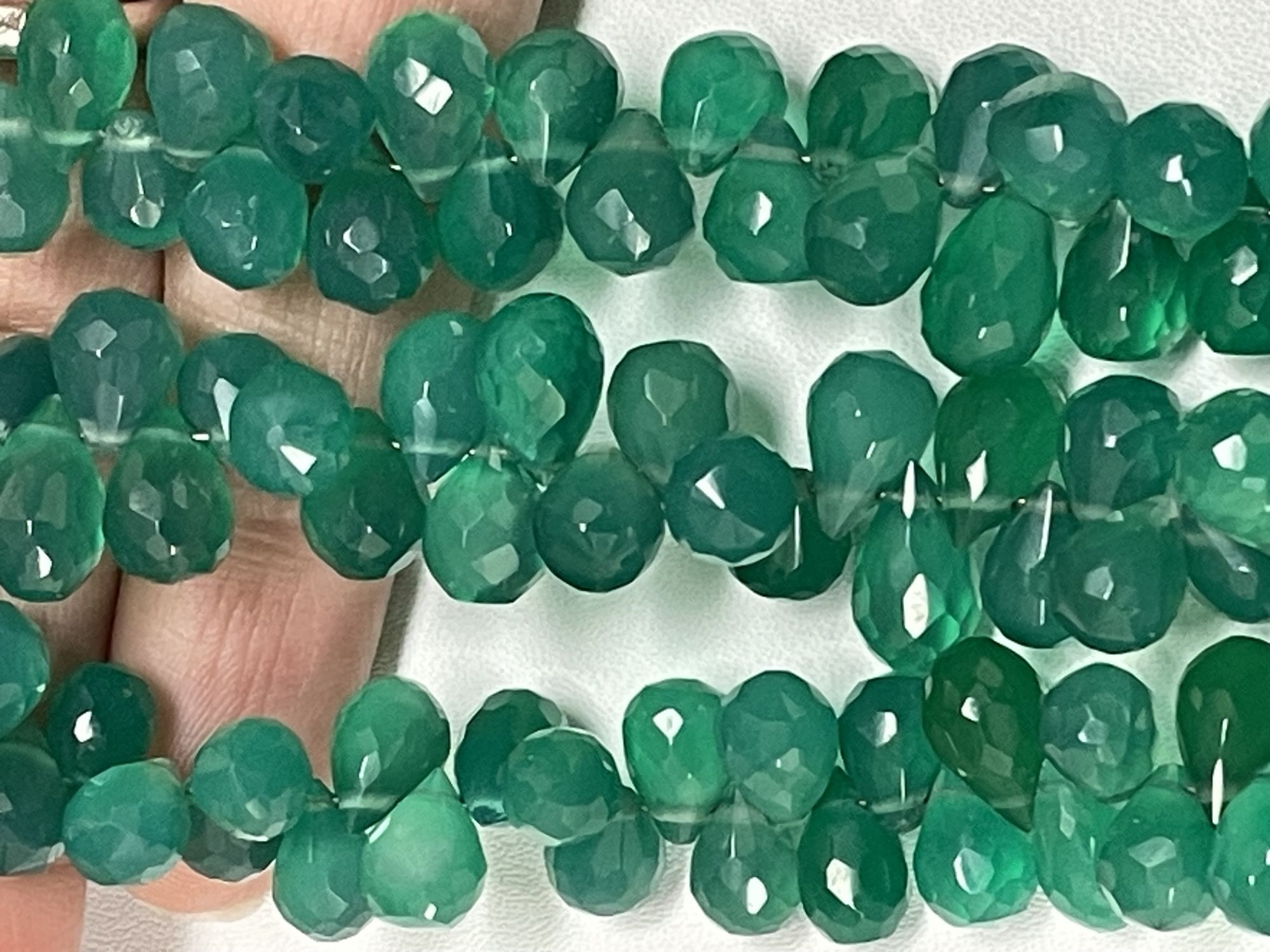 Green Onyx Drop Faceted