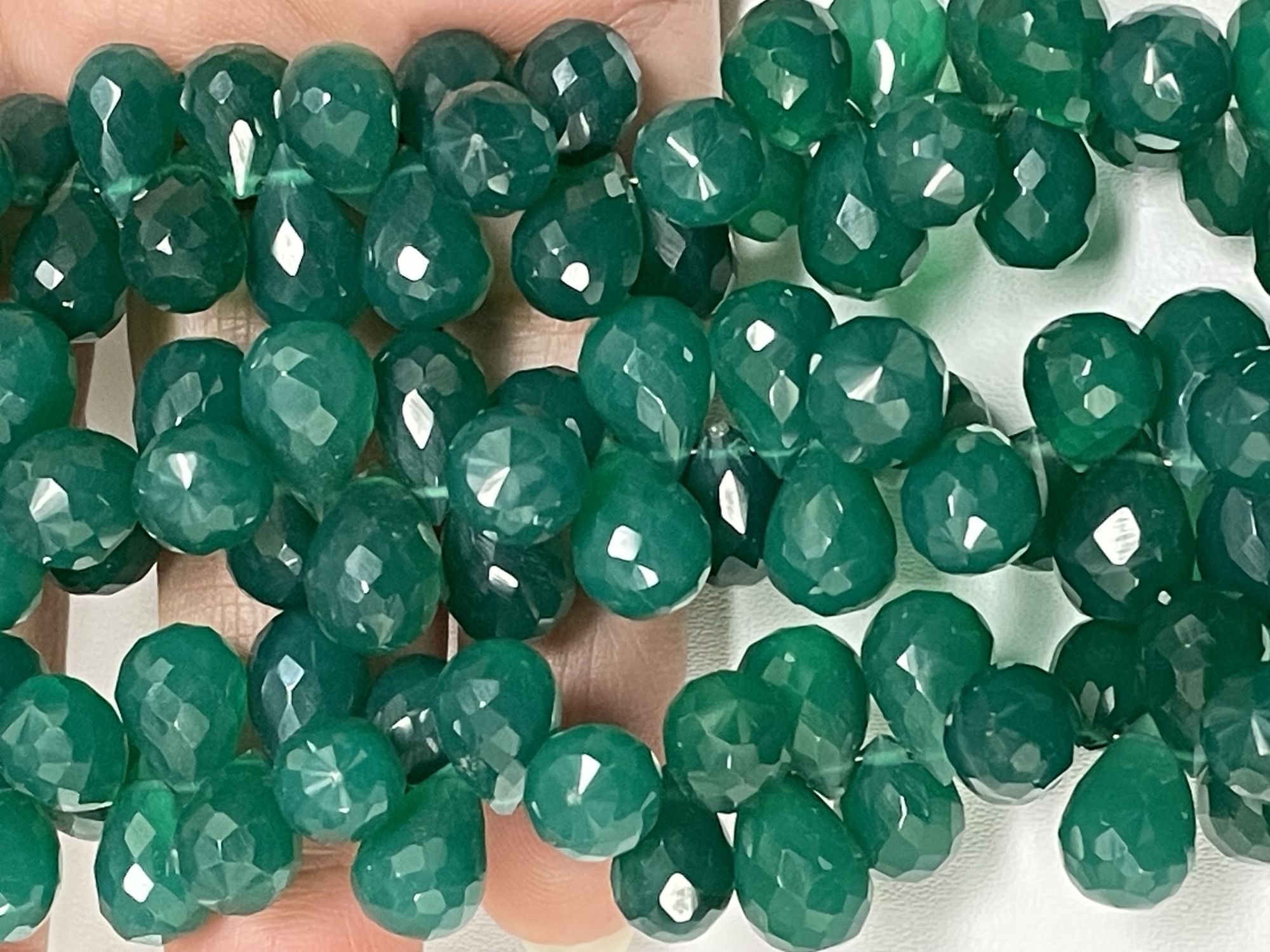 Green Onyx Drop Faceted
