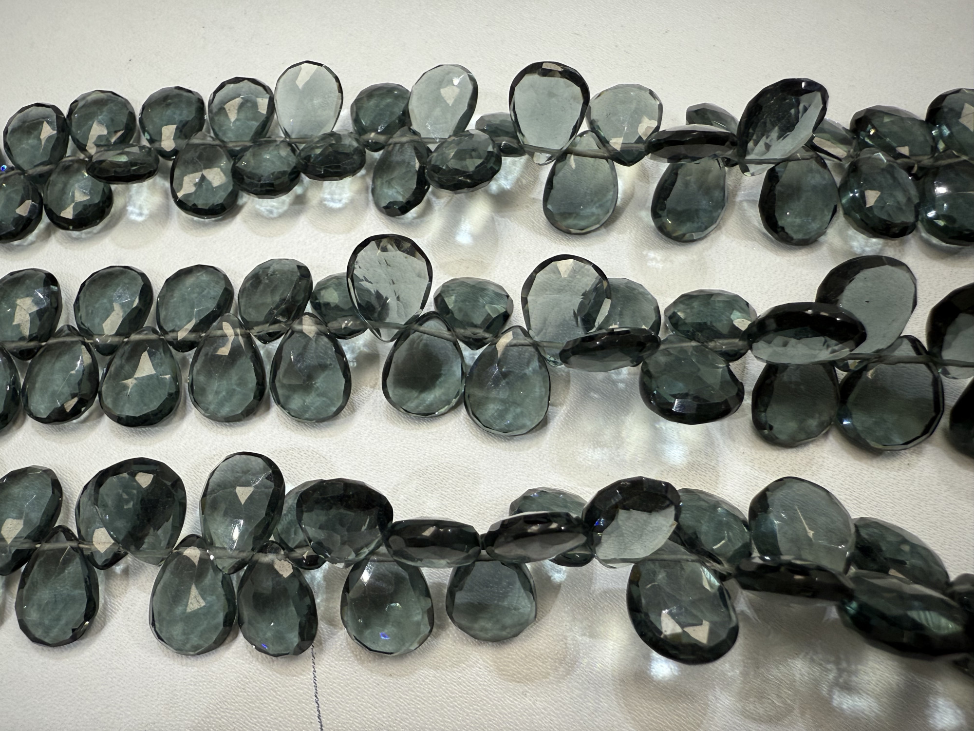 Grey Hydro Quartz Pear Faceted