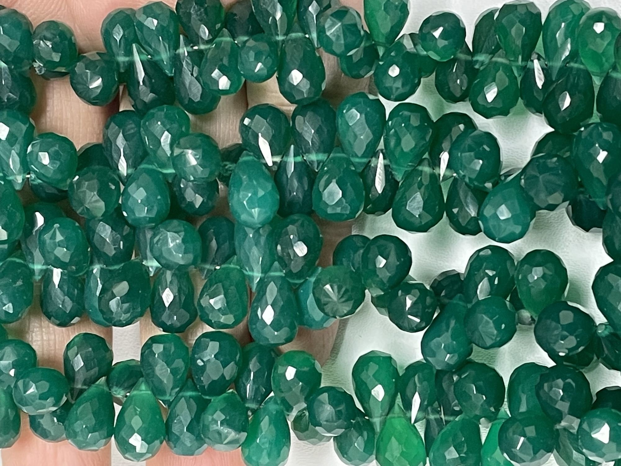 Green Onyx Drop Faceted