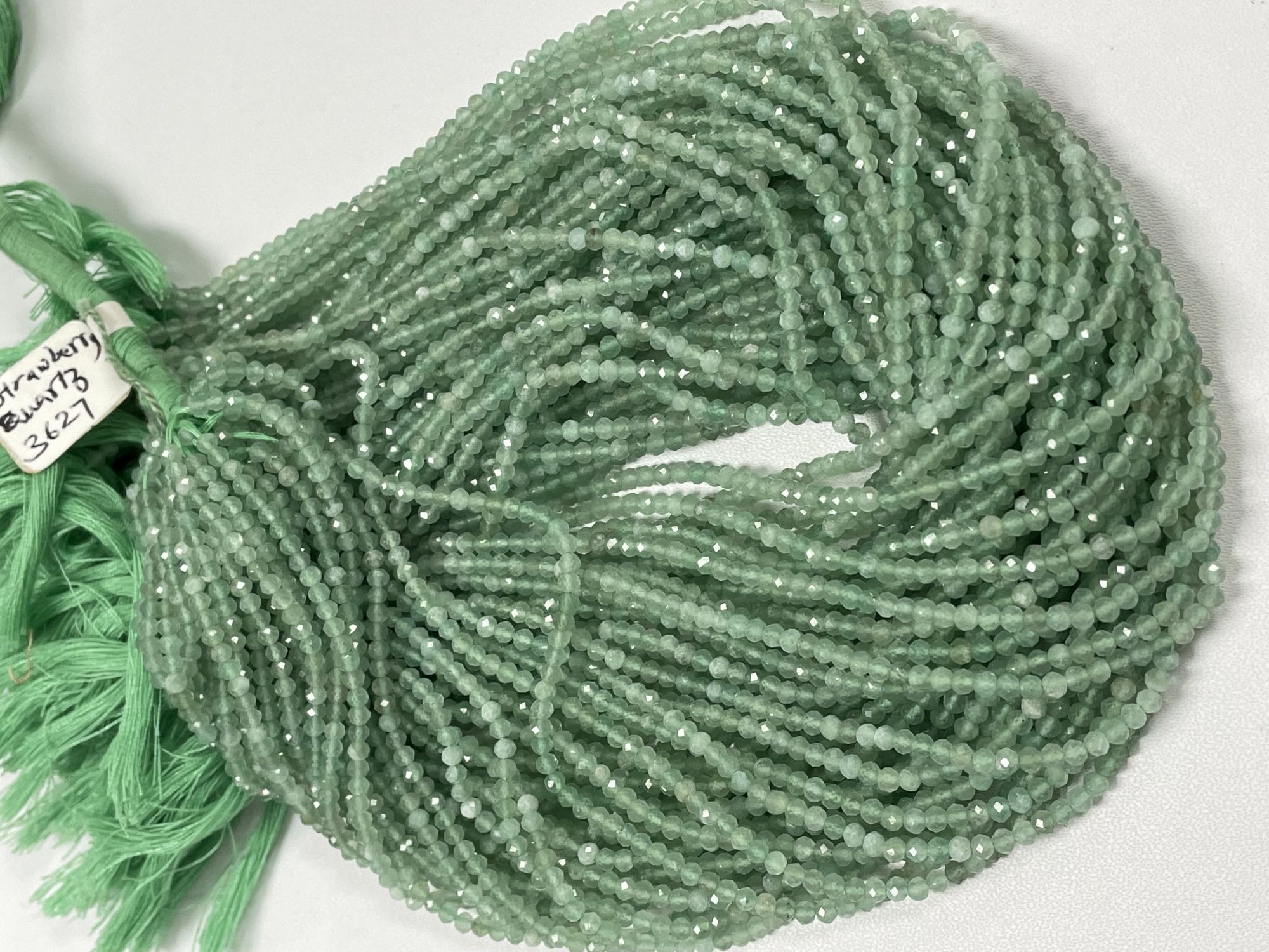 Green Strawberry Quartz Rondelle Faceted