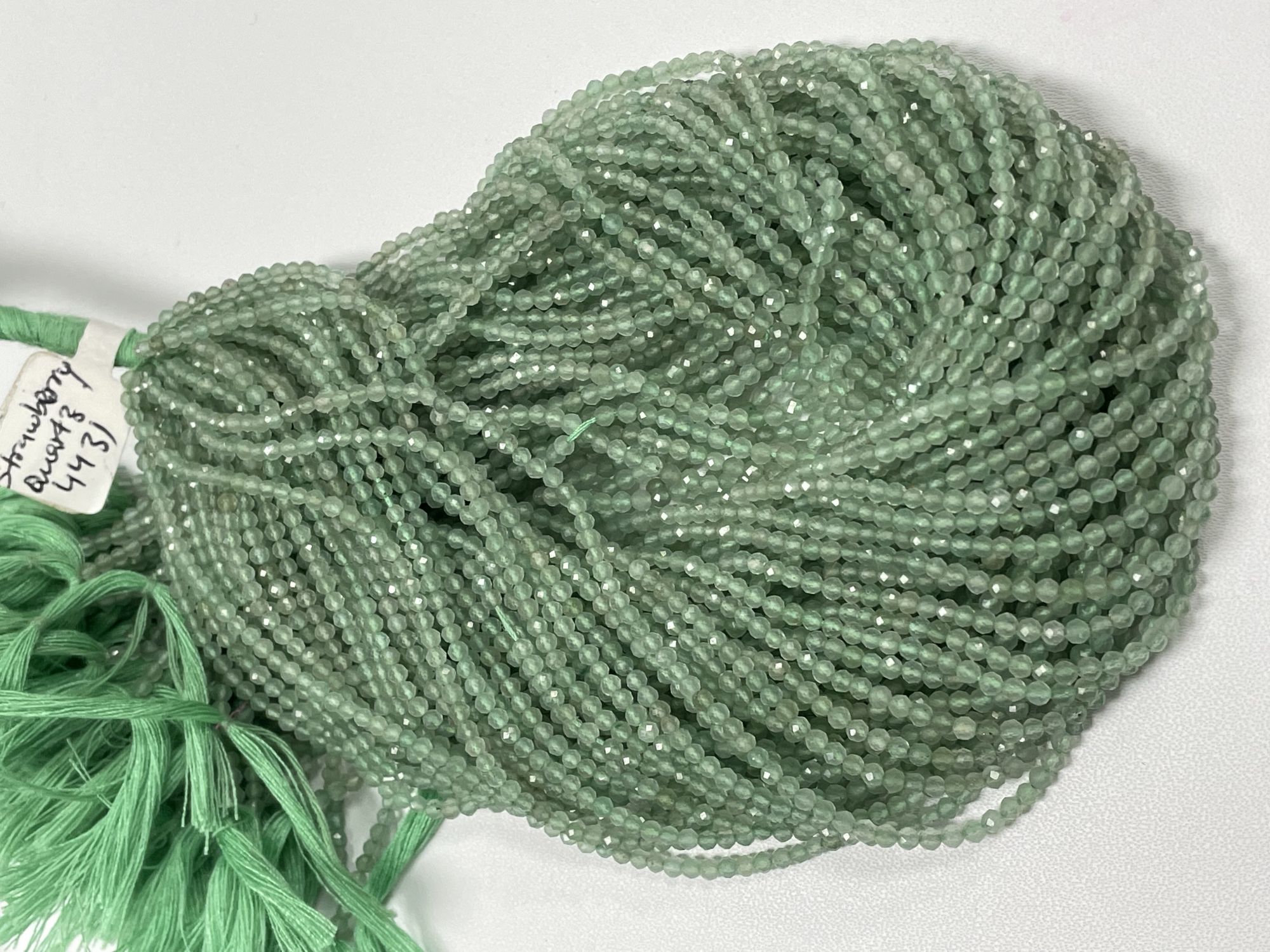 Green Strawberry Quartz Rondelle Faceted