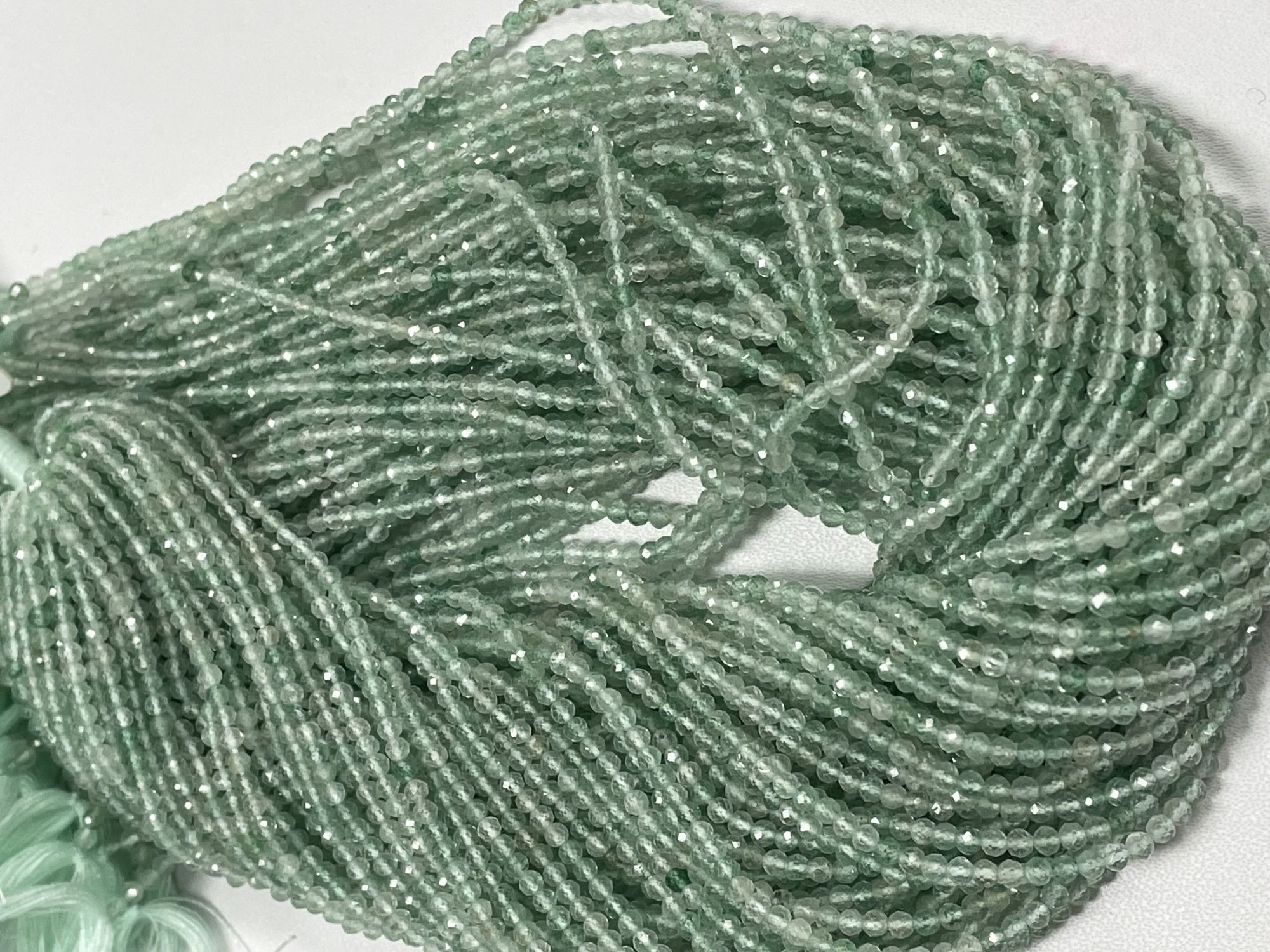 Green Strawberry Quartz Rondelle Faceted