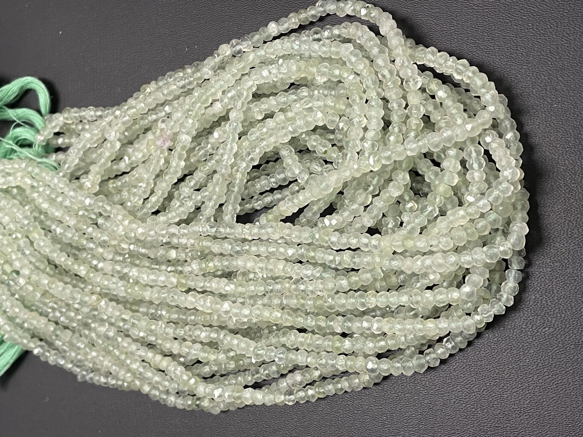 Prehnite Rondelle Faceted
