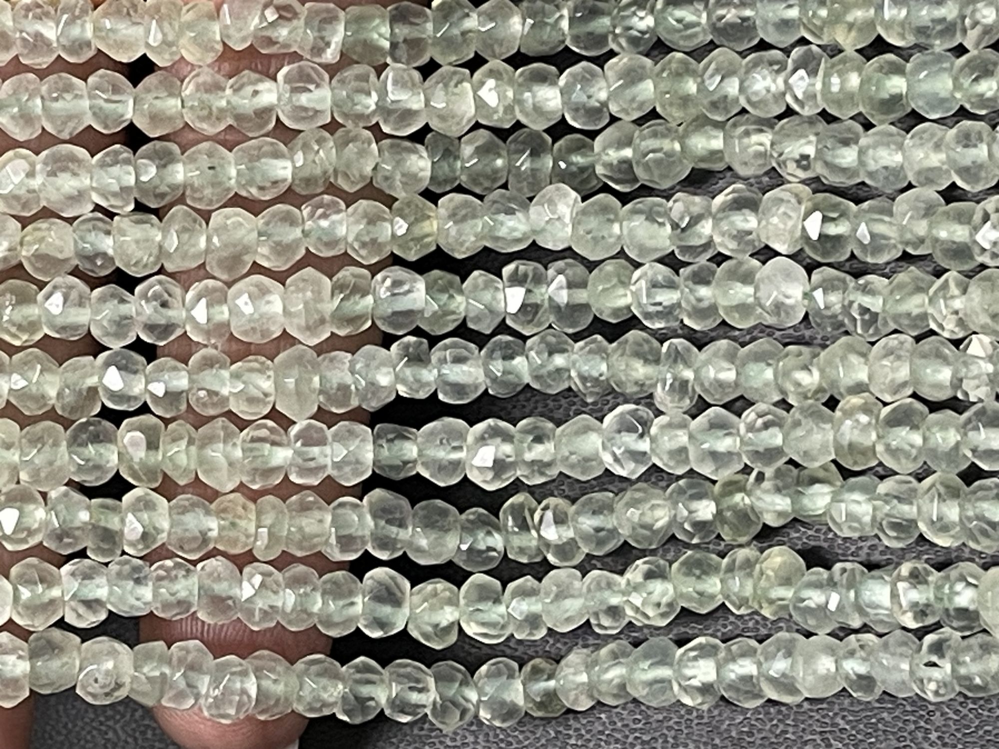 Prehnite Rondelle Faceted