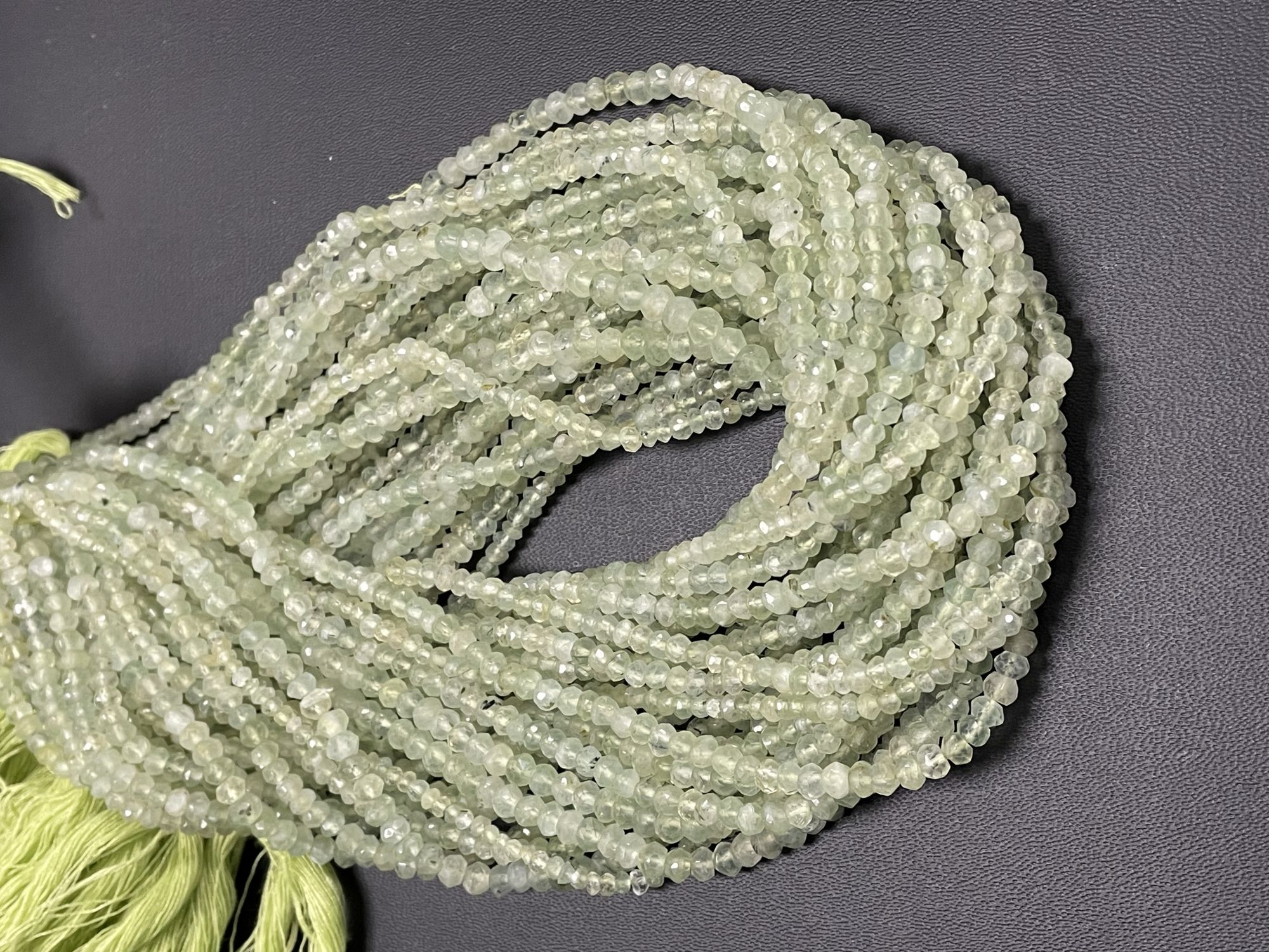 Prehnite Rondelle Faceted