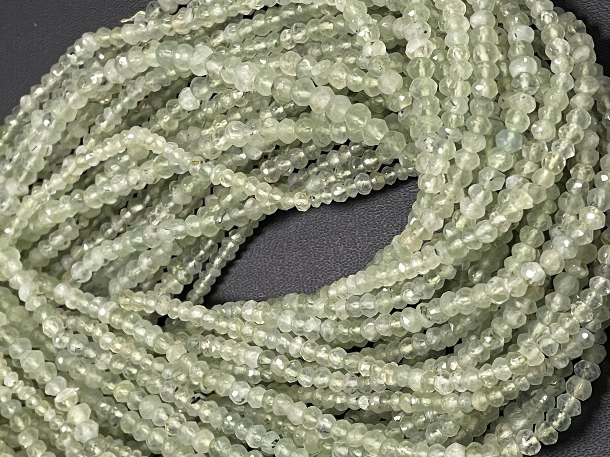Prehnite Rondelle Faceted