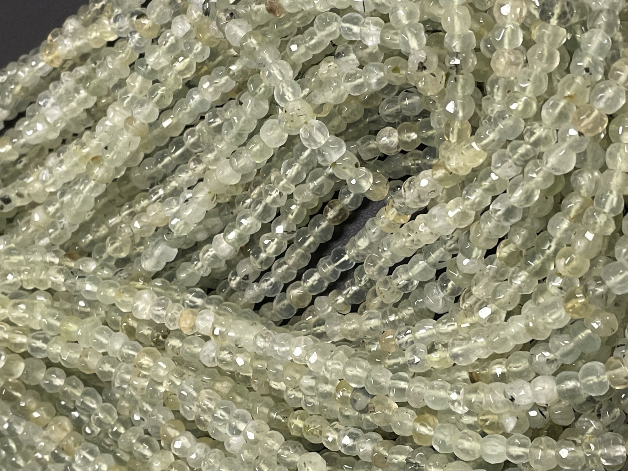 Prehnite Rondelle Faceted