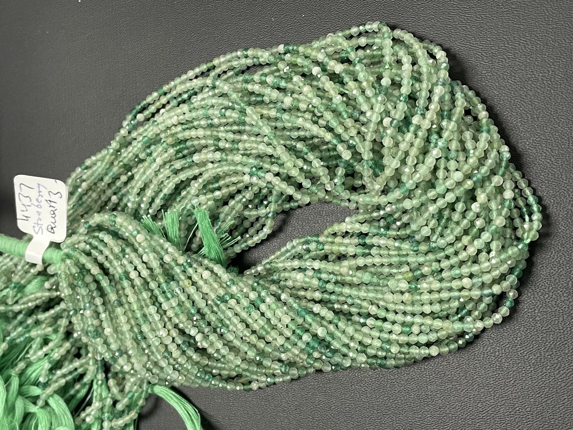 Green Strawberry Quartz Rondelle Faceted