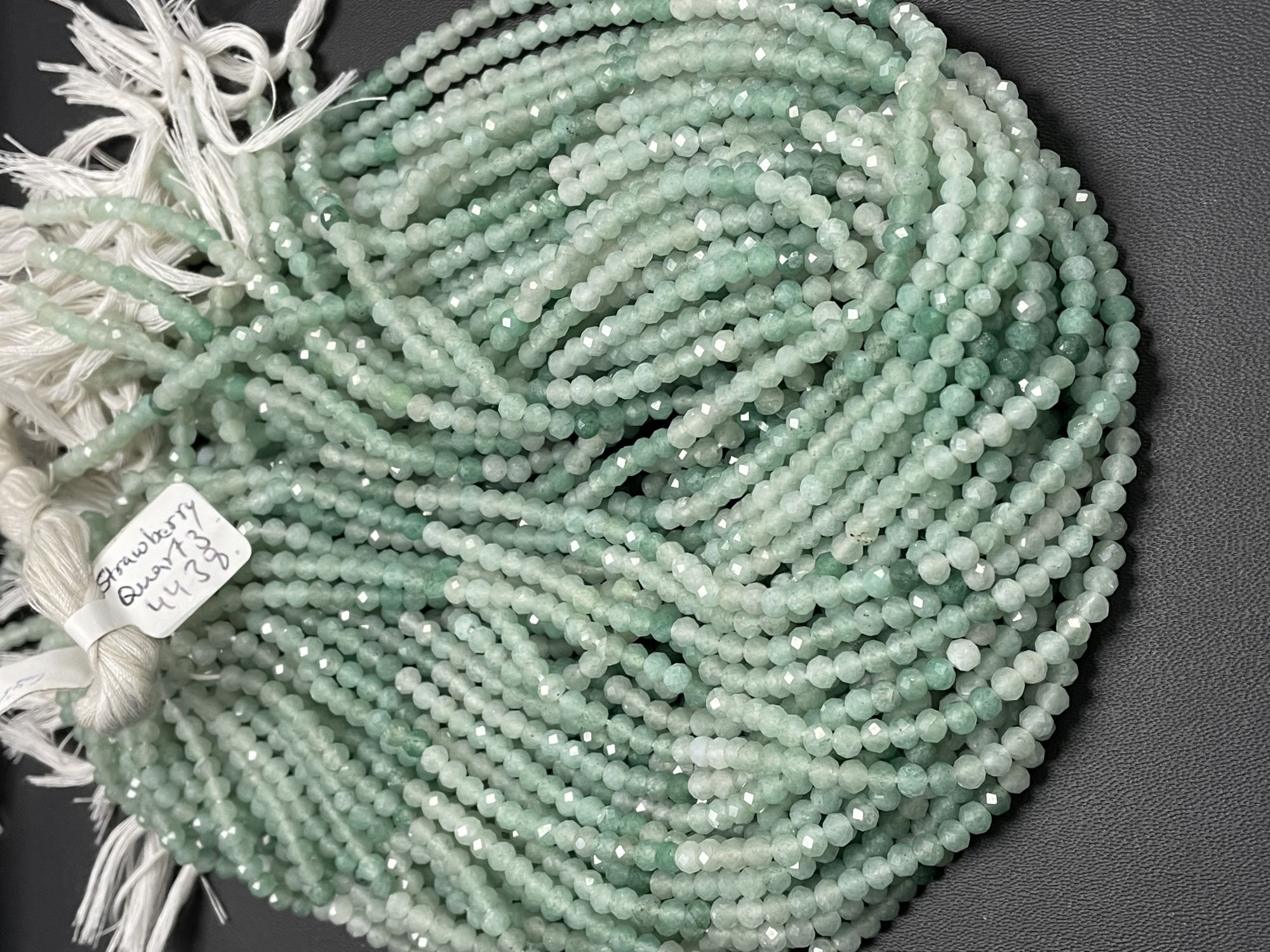 Shaded Green Strawberry Quartz Rondelle Faceted