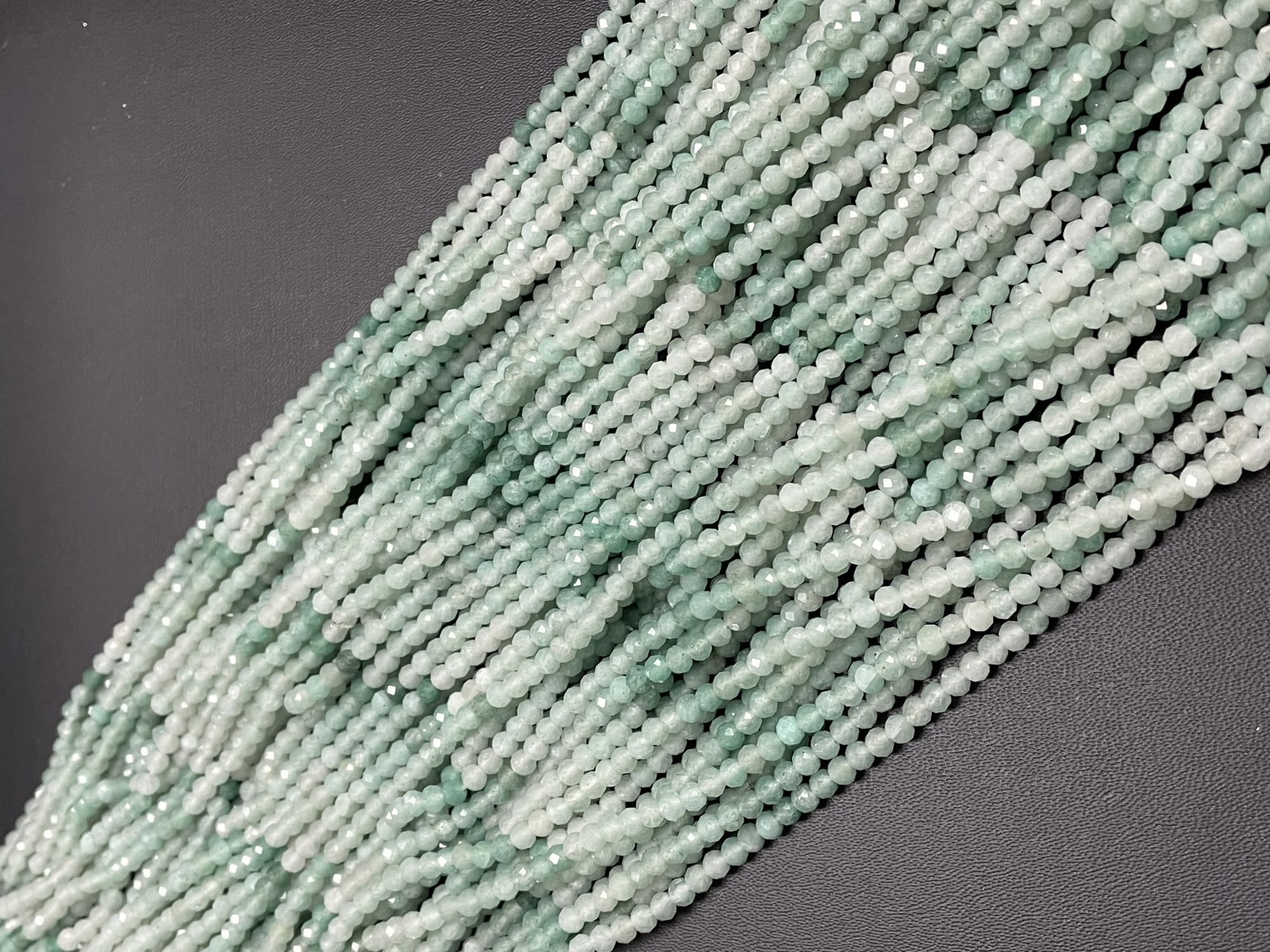 Shaded Green Strawberry Quartz Rondelle Faceted