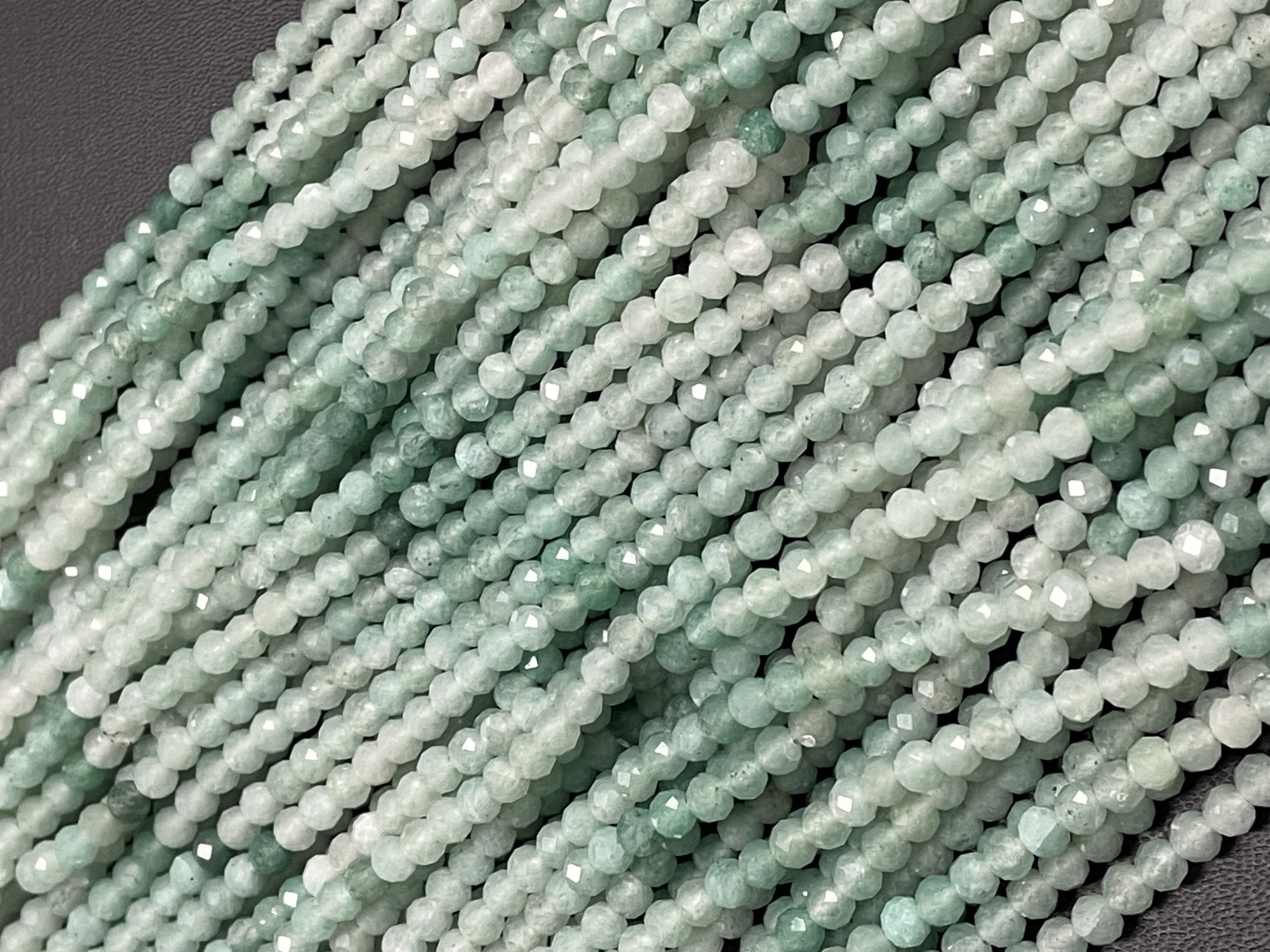 Shaded Green Strawberry Quartz Rondelle Faceted