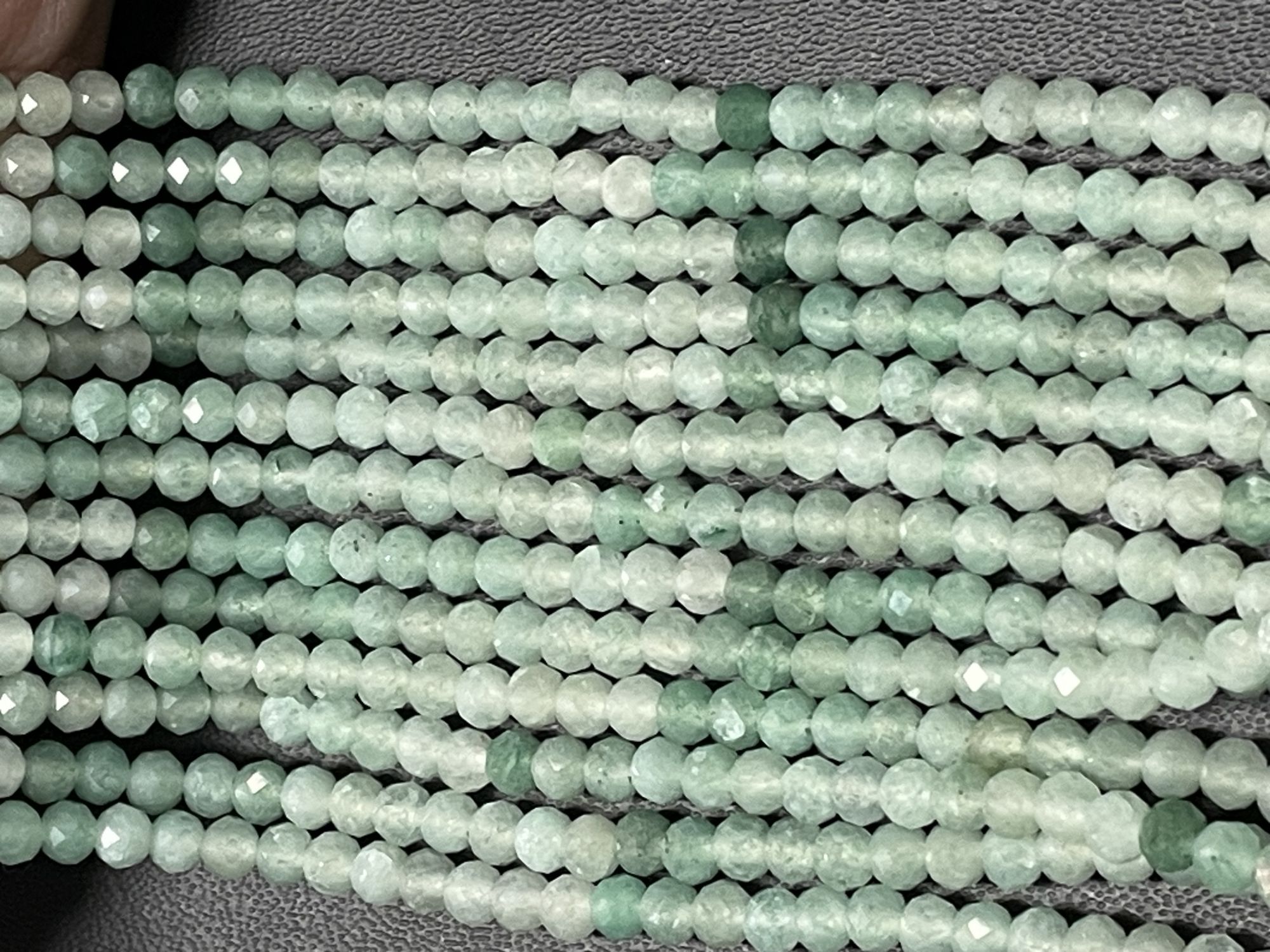 Shaded Green Strawberry Quartz Rondelle Faceted