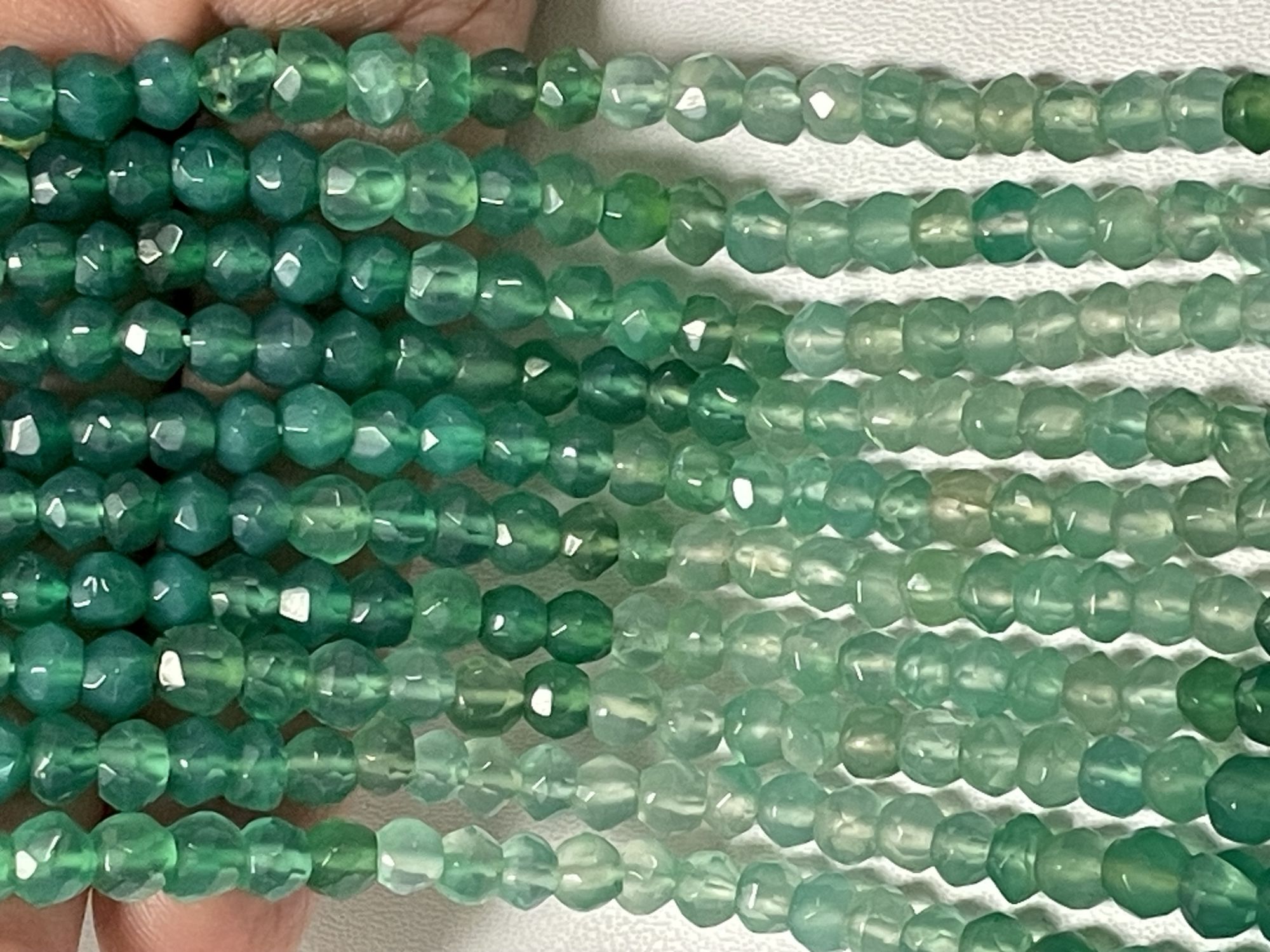 Shaded Green Onyx Rondelle Faceted