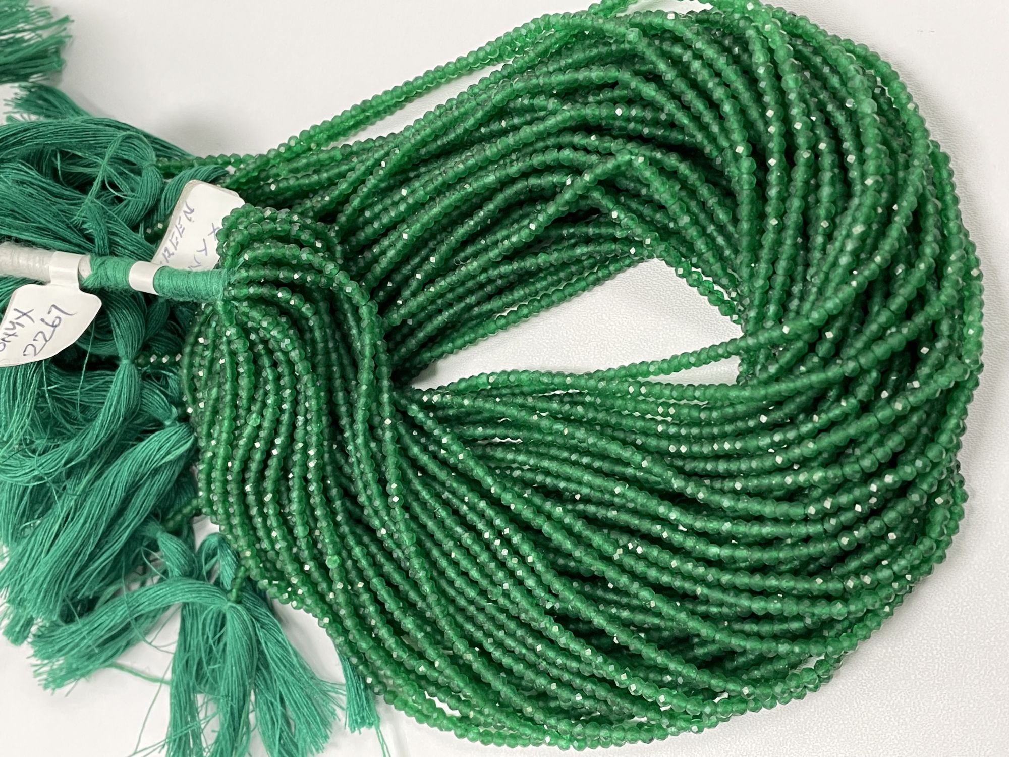 Green Onyx Rondelles Faceted