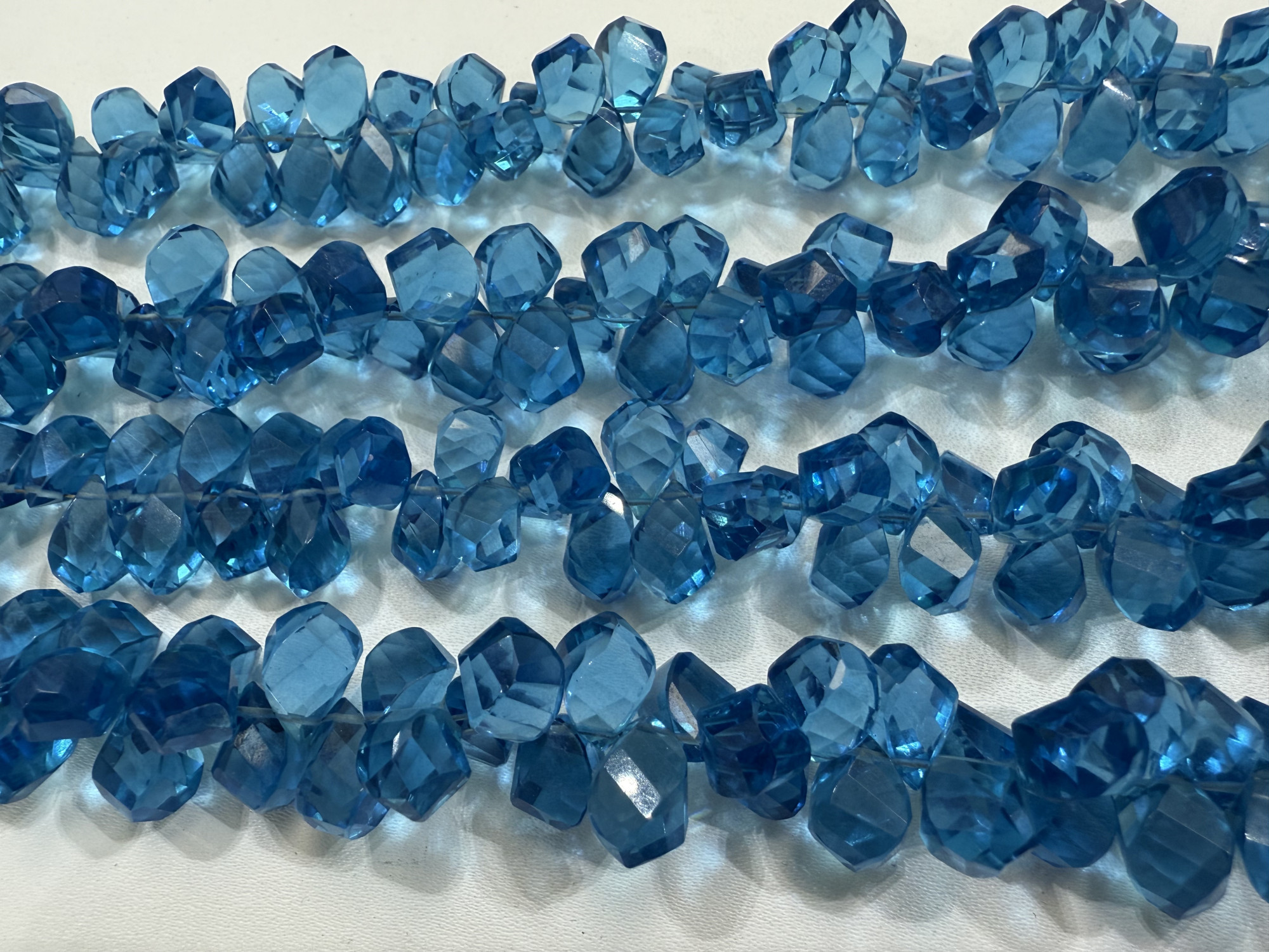 Blue Hydro Quartz Twisted Drop Faceted