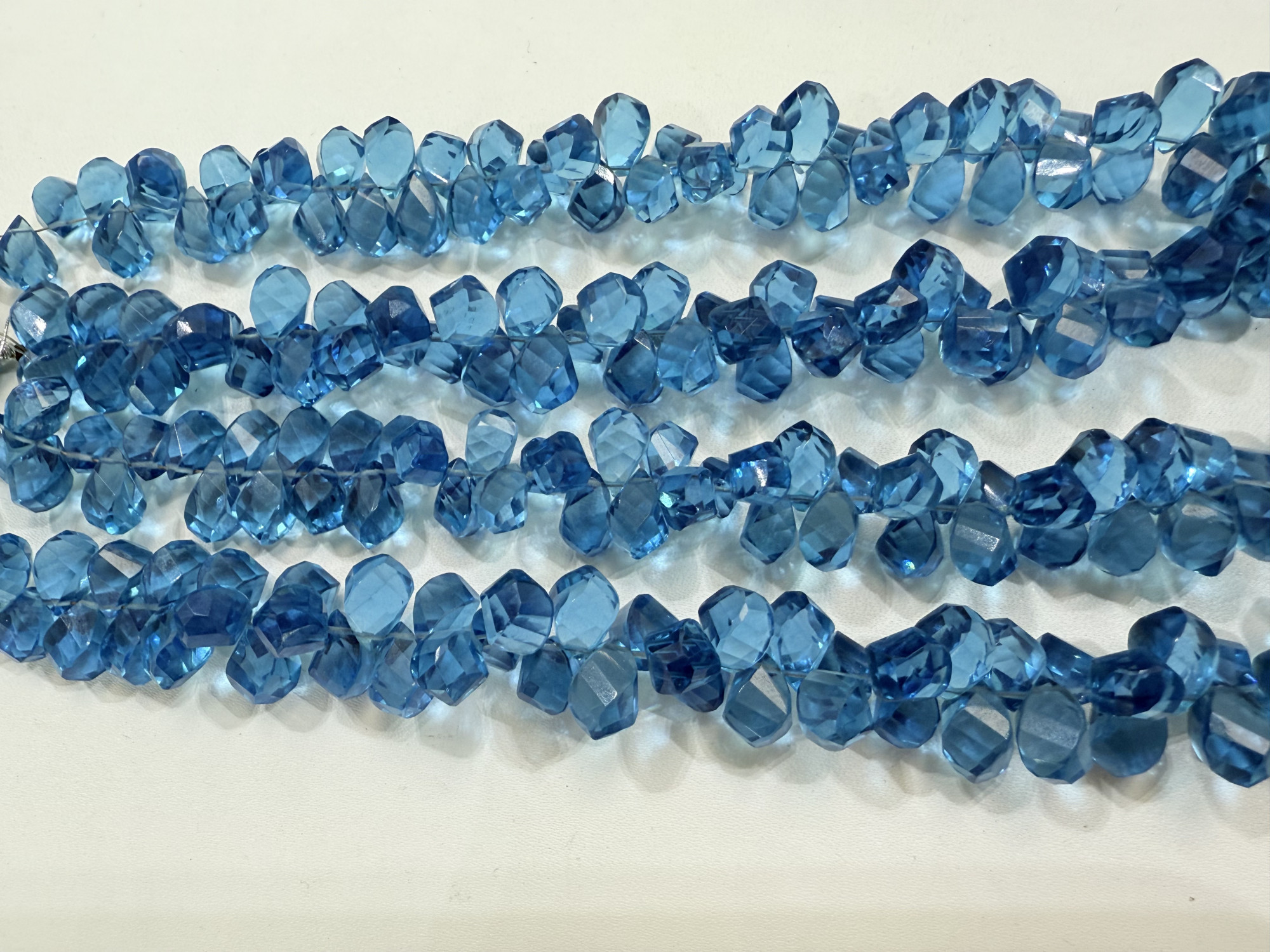 Blue Hydro Quartz Twisted Drop Faceted