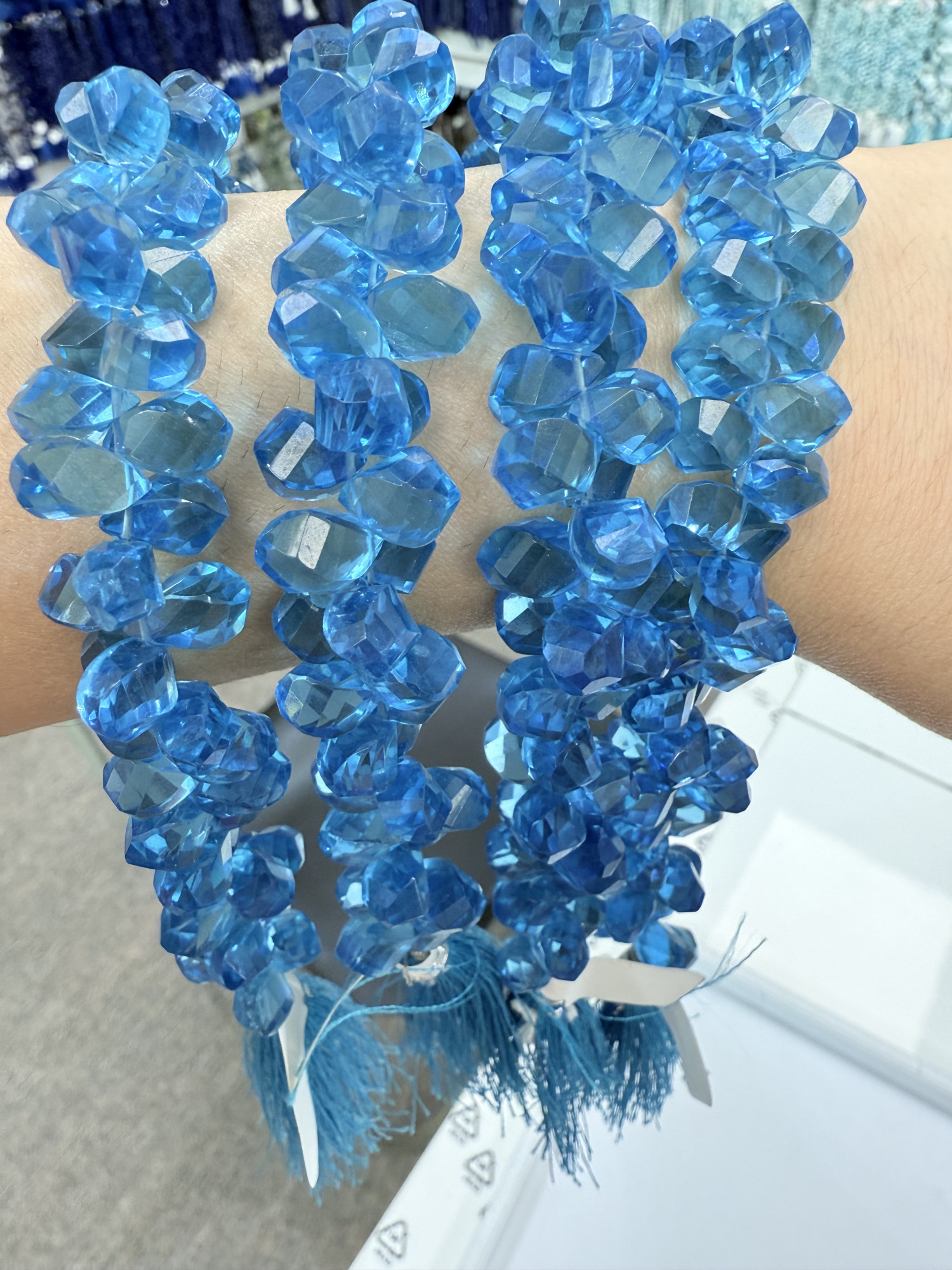 Blue Hydro Quartz Twisted Drop Faceted