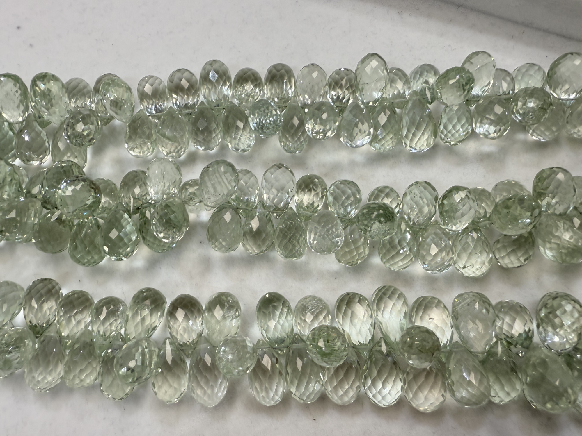 Green Amethyst Drop Faceted