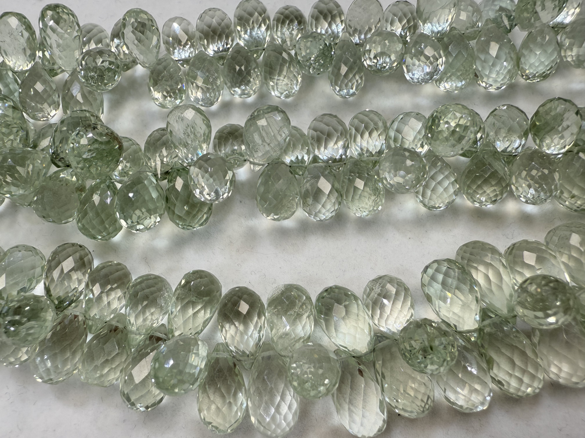 Green Amethyst Drop Faceted