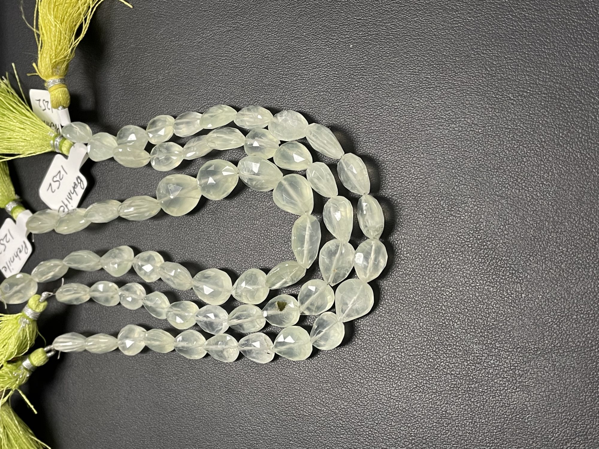 Prehnite Pear Straight Drill Faceted