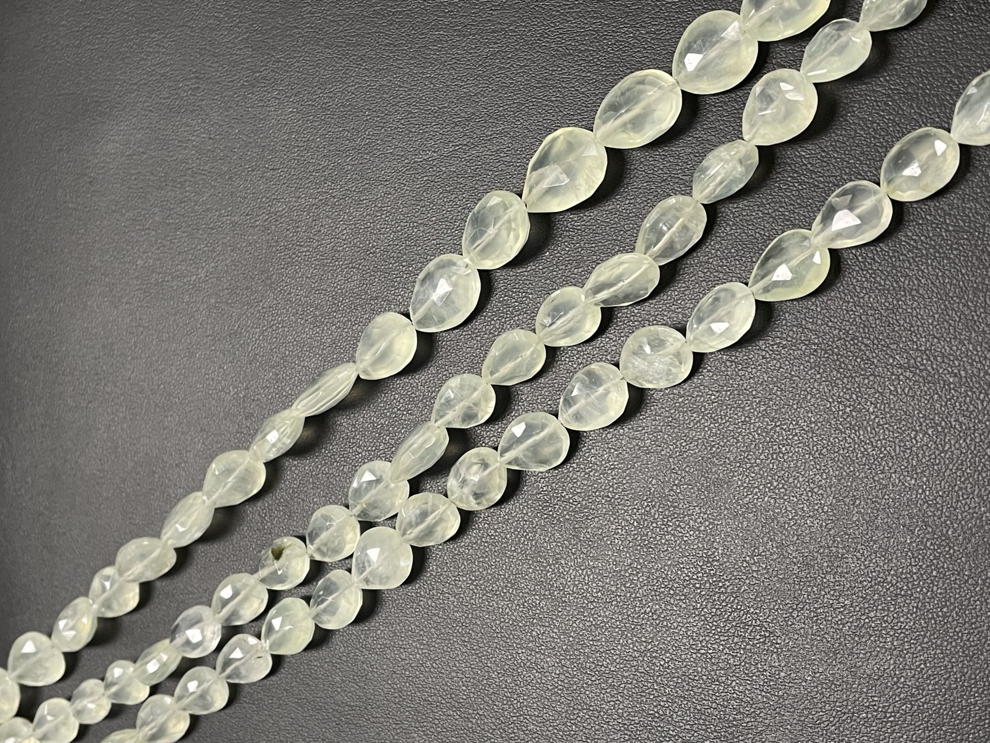 Prehnite Pear Straight Drill Faceted