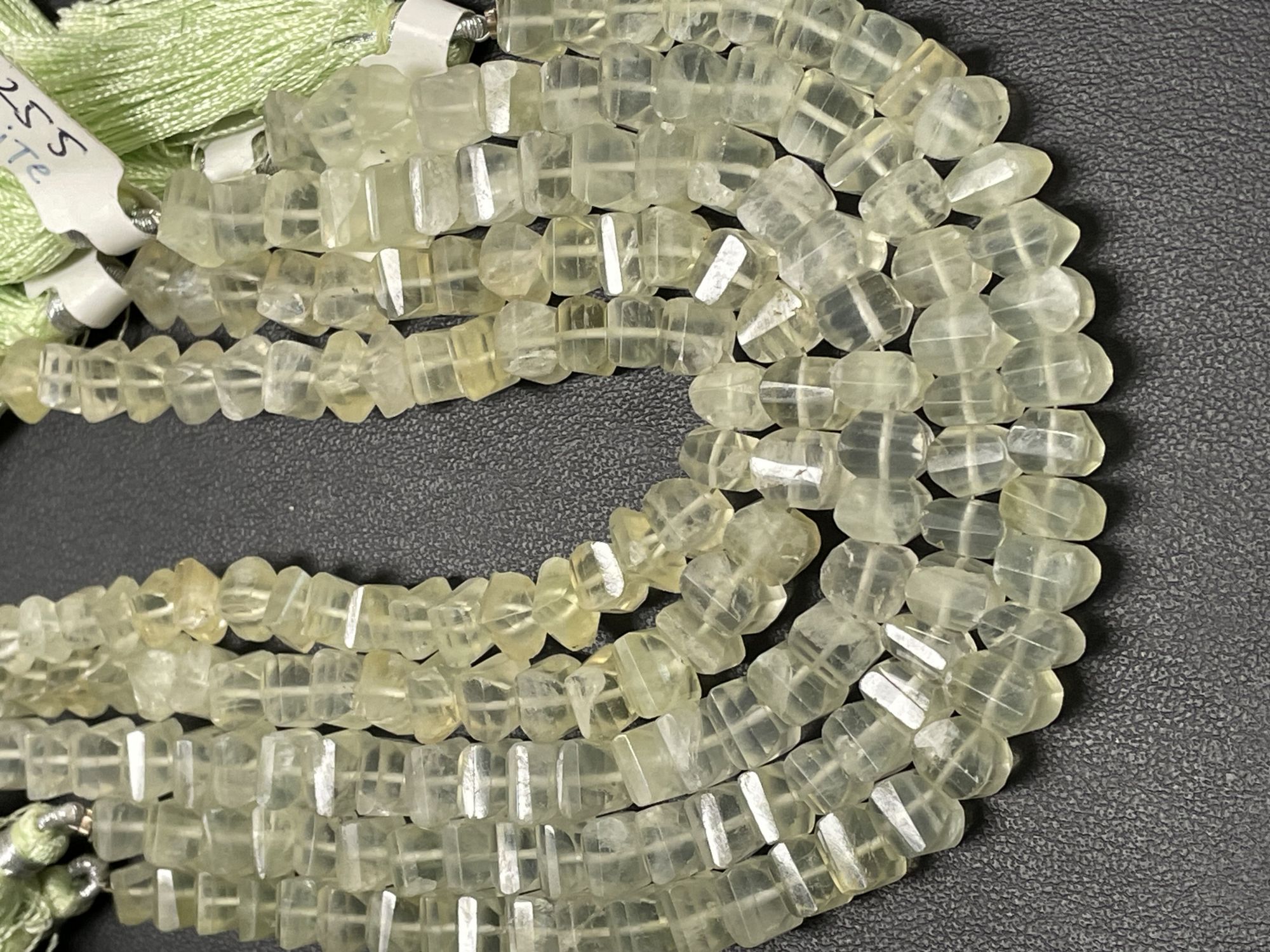 Prehnite Twisted Cube Faceted