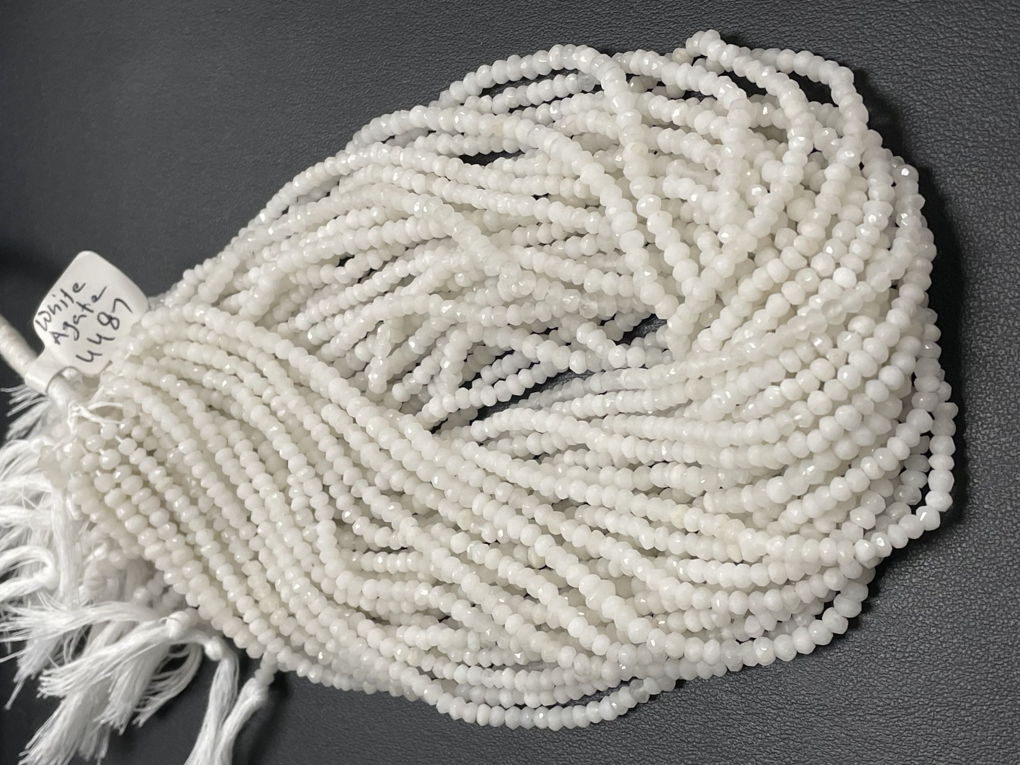 White Agate Rondelle Faceted