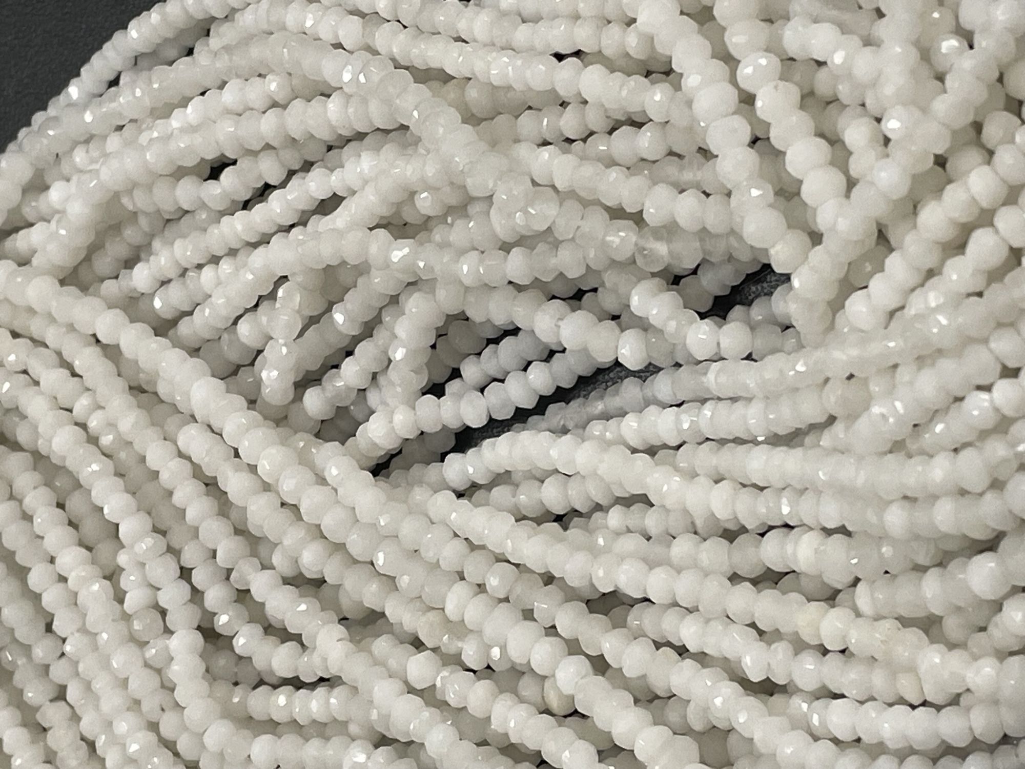 White Agate Rondelle Faceted