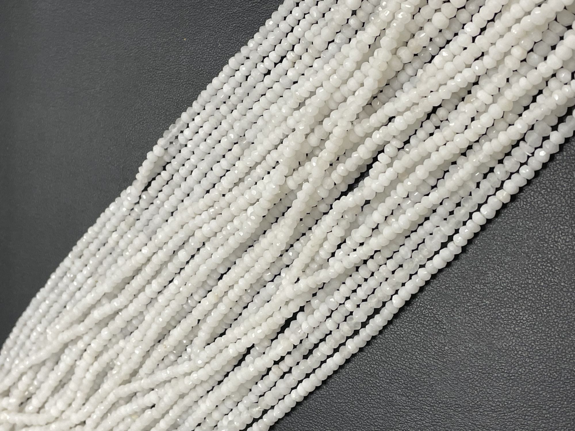 White Agate Rondelle Faceted