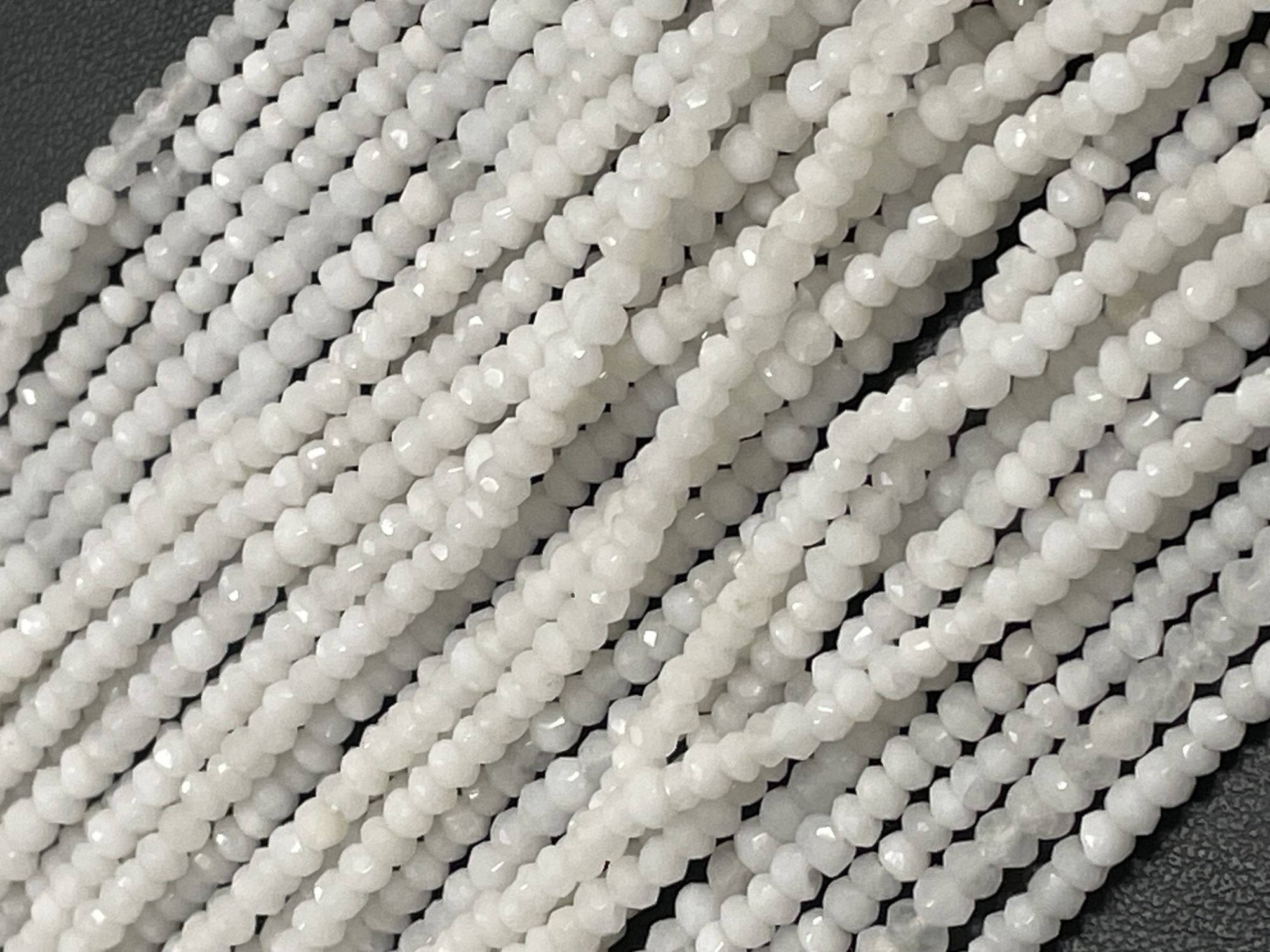 White Agate Rondelle Faceted