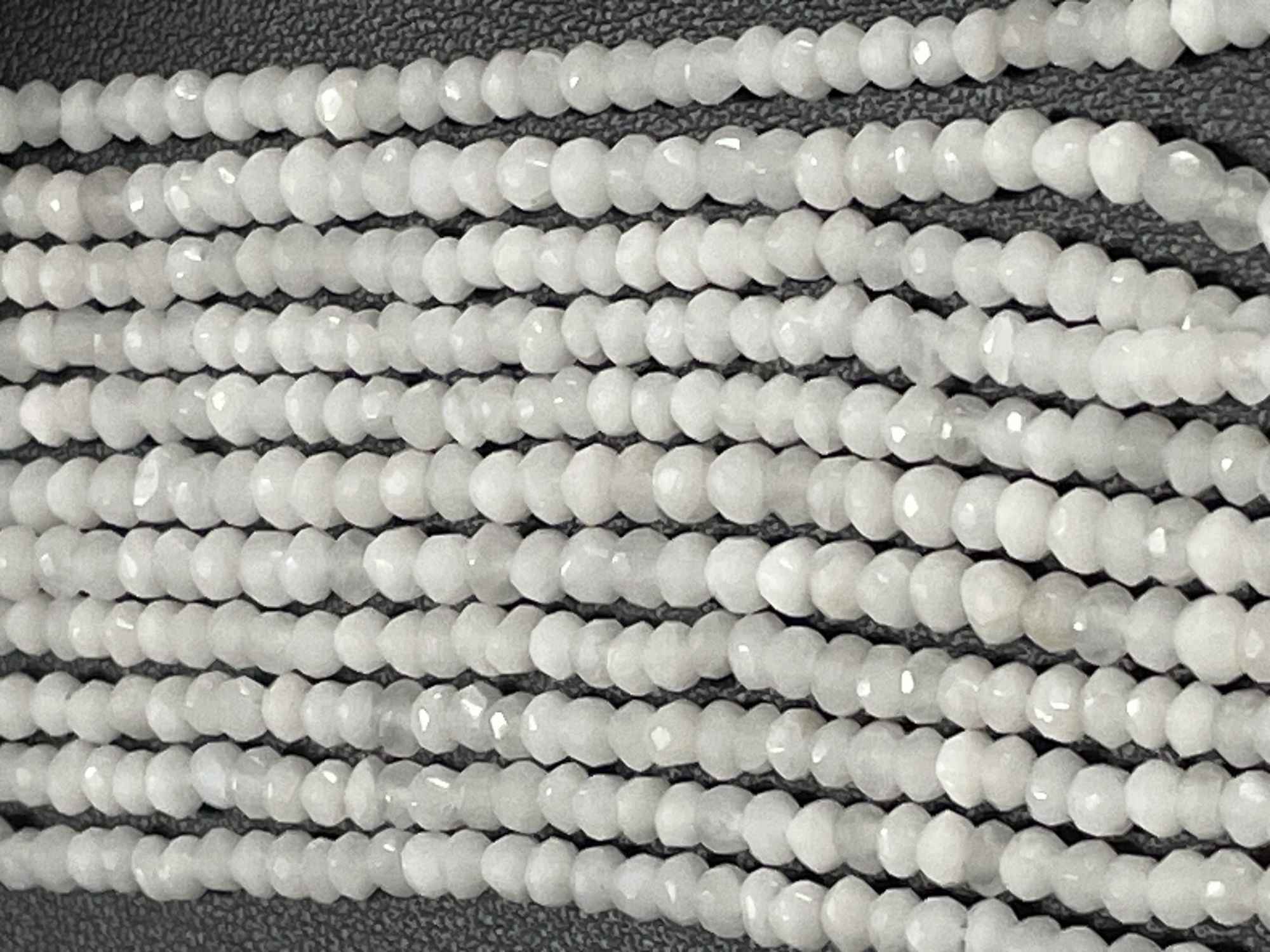 White Agate Rondelle Faceted