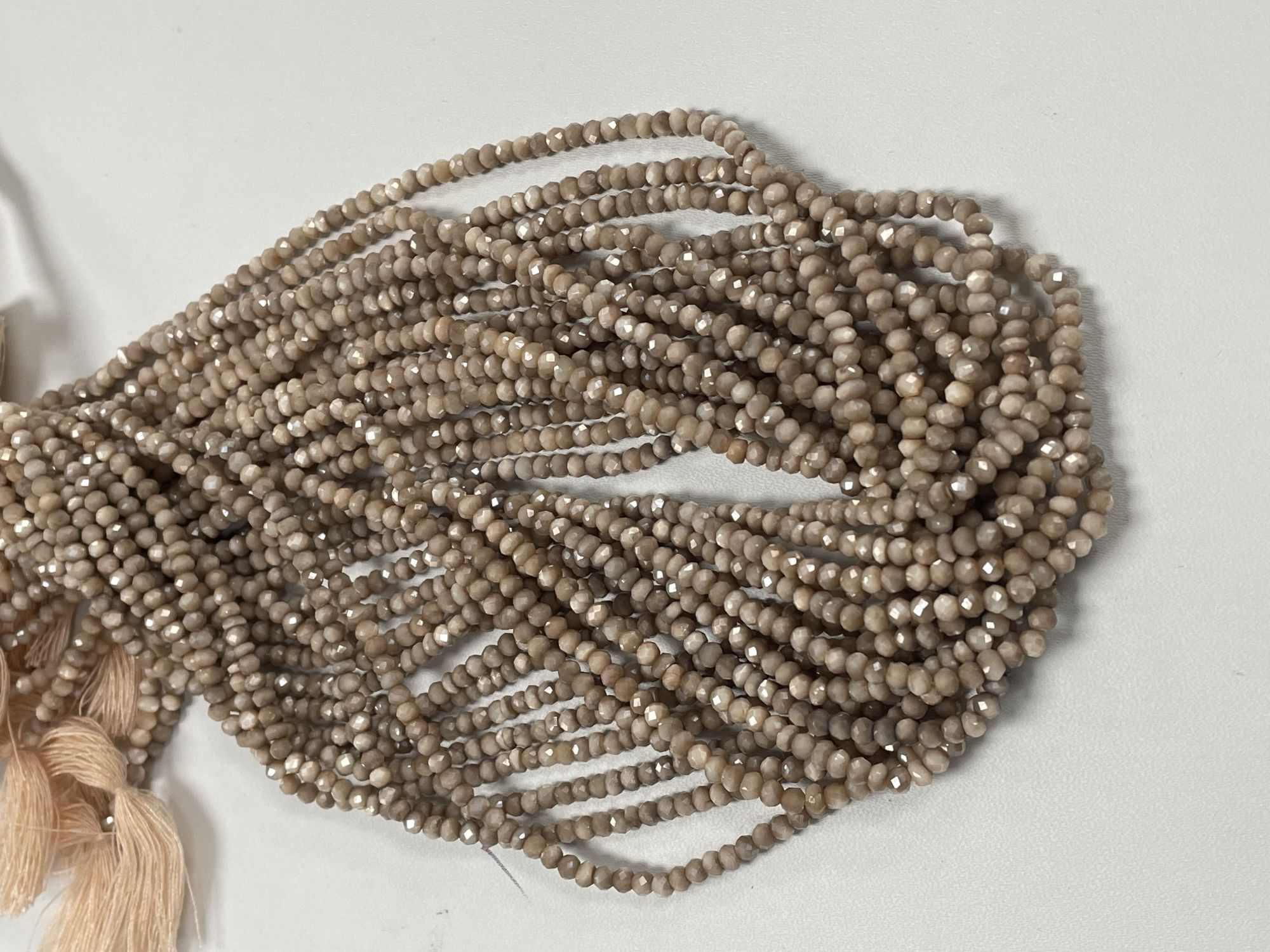 Coated Beige Moonstone Rondelle Faceted