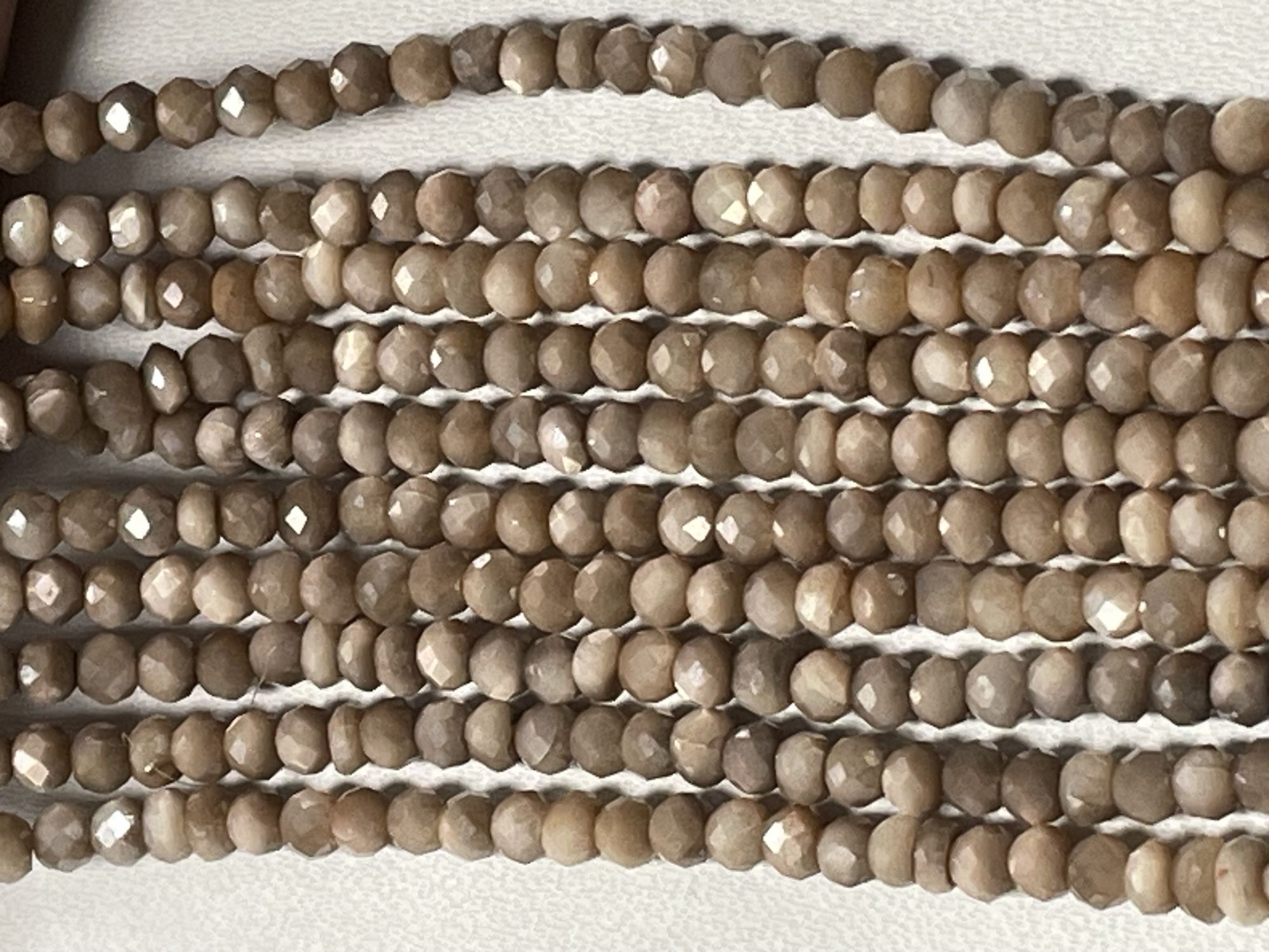 Coated Beige Moonstone Rondelle Faceted