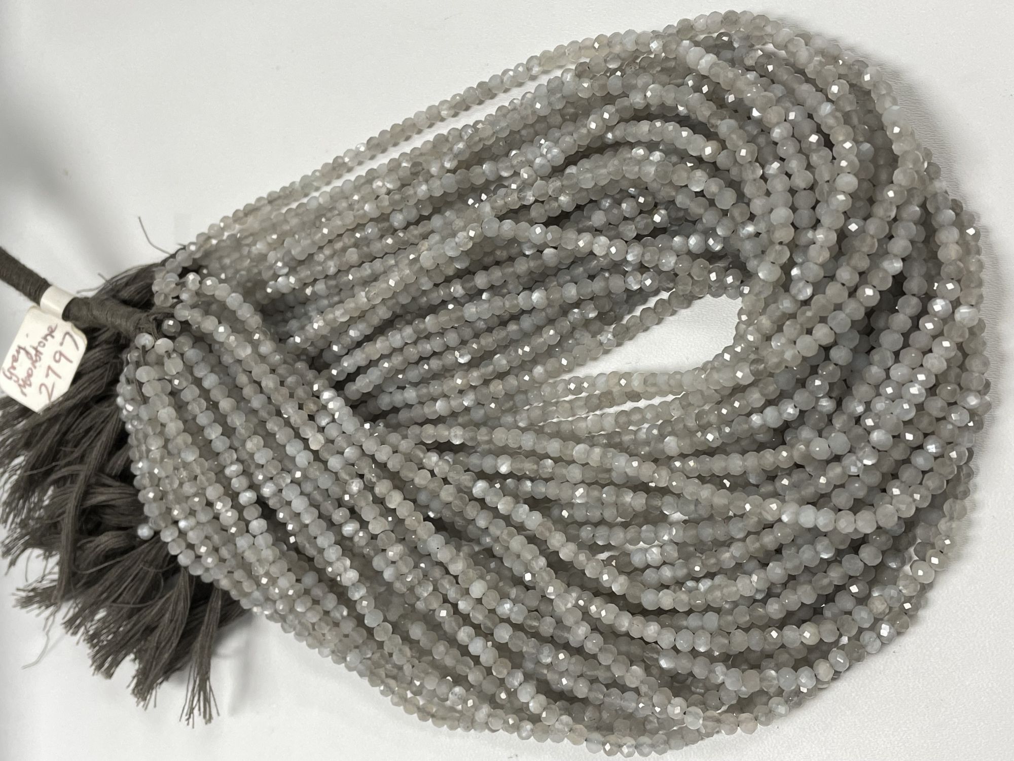 Light Grey Moonstone Rondelle Faceted