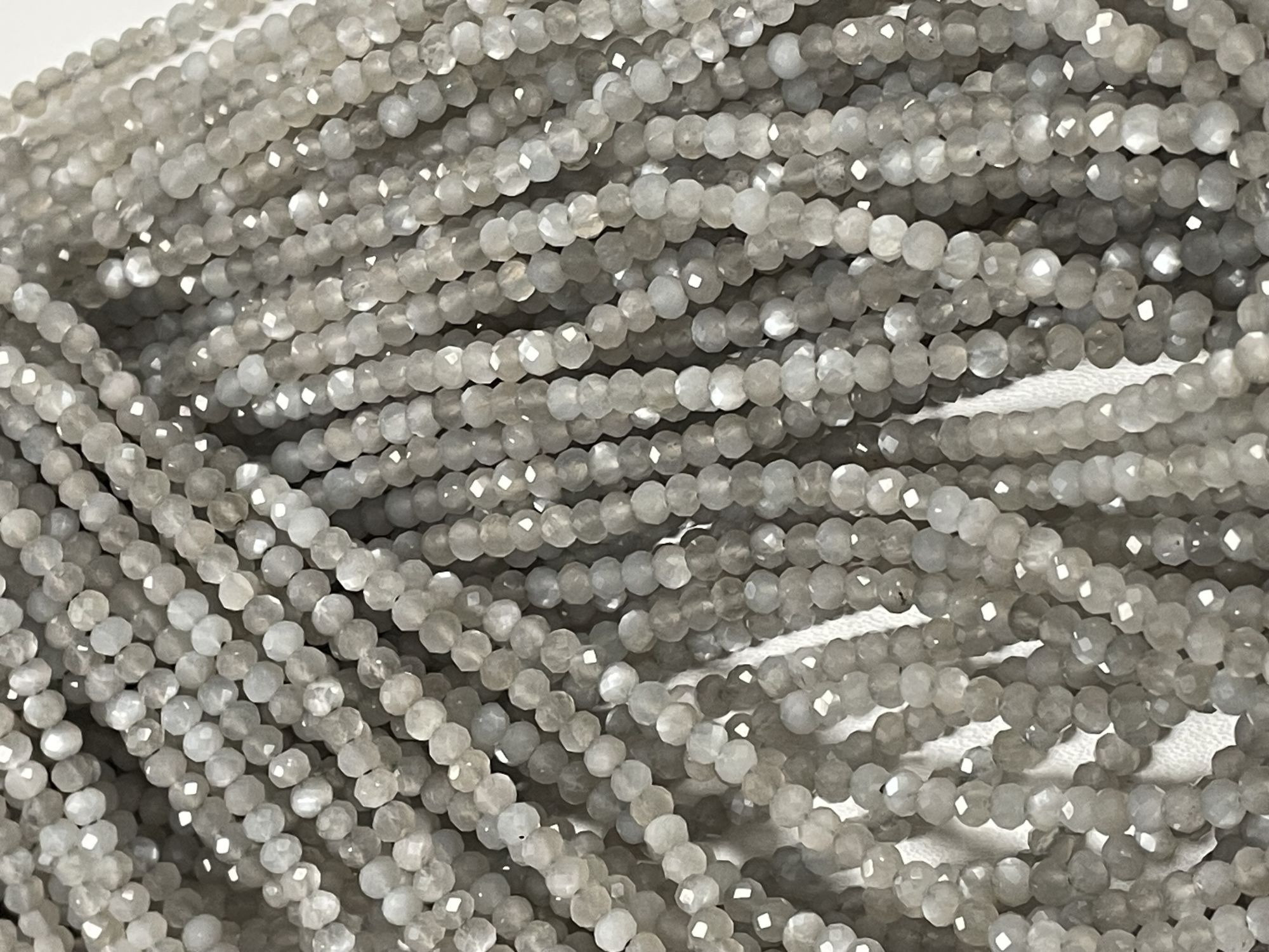 Light Grey Moonstone Rondelle Faceted