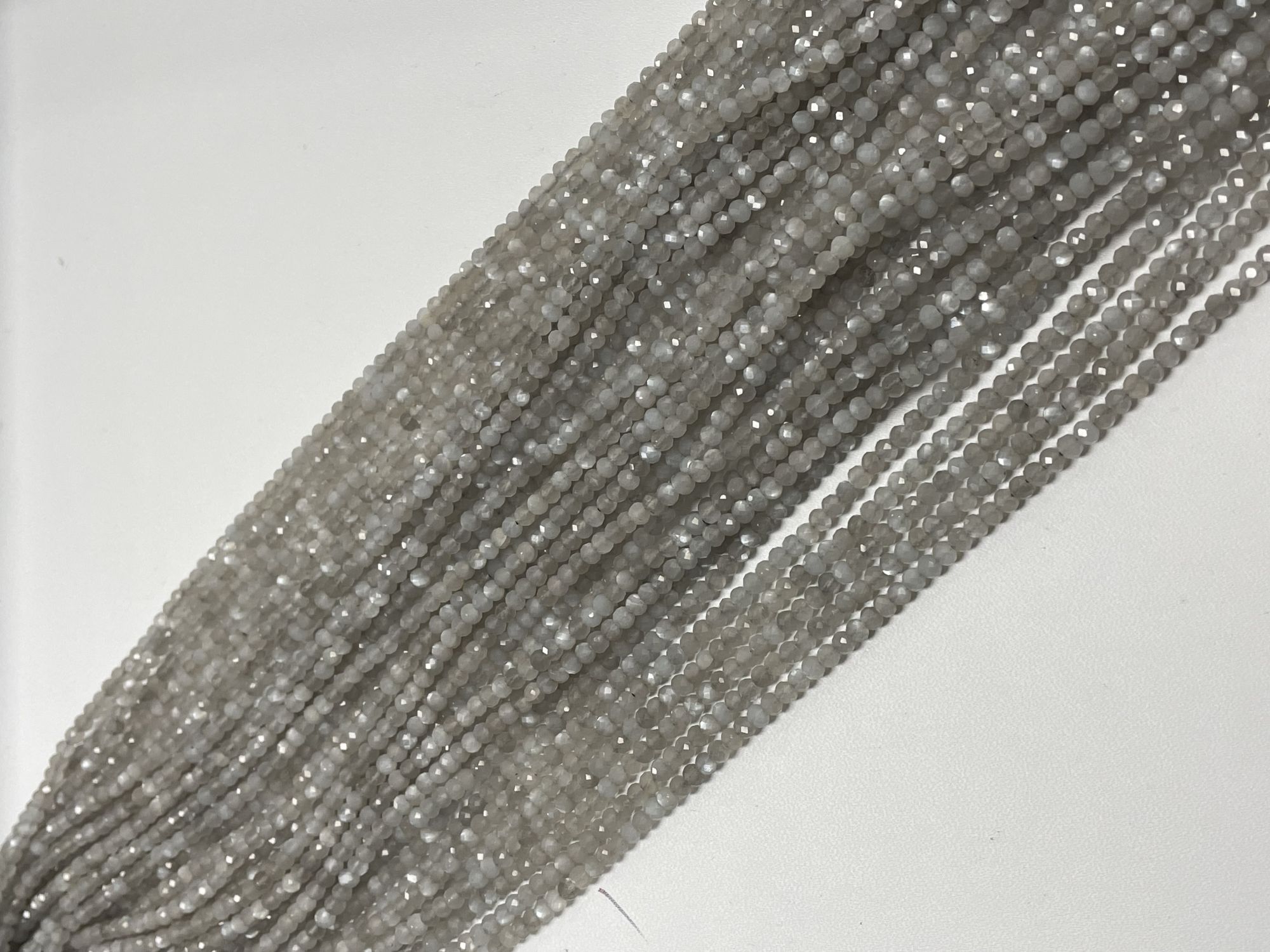 Light Grey Moonstone Rondelle Faceted