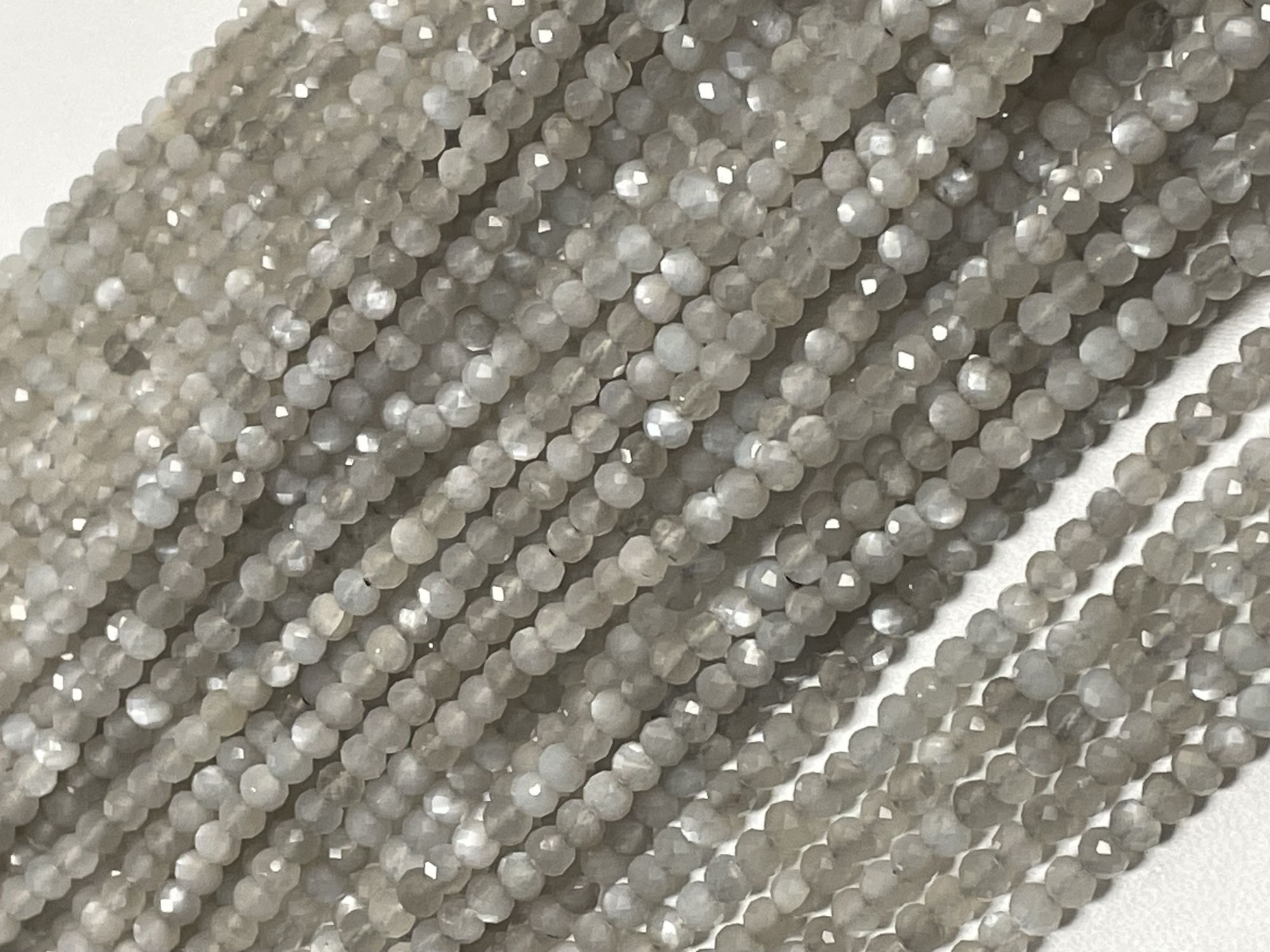 Light Grey Moonstone Rondelle Faceted