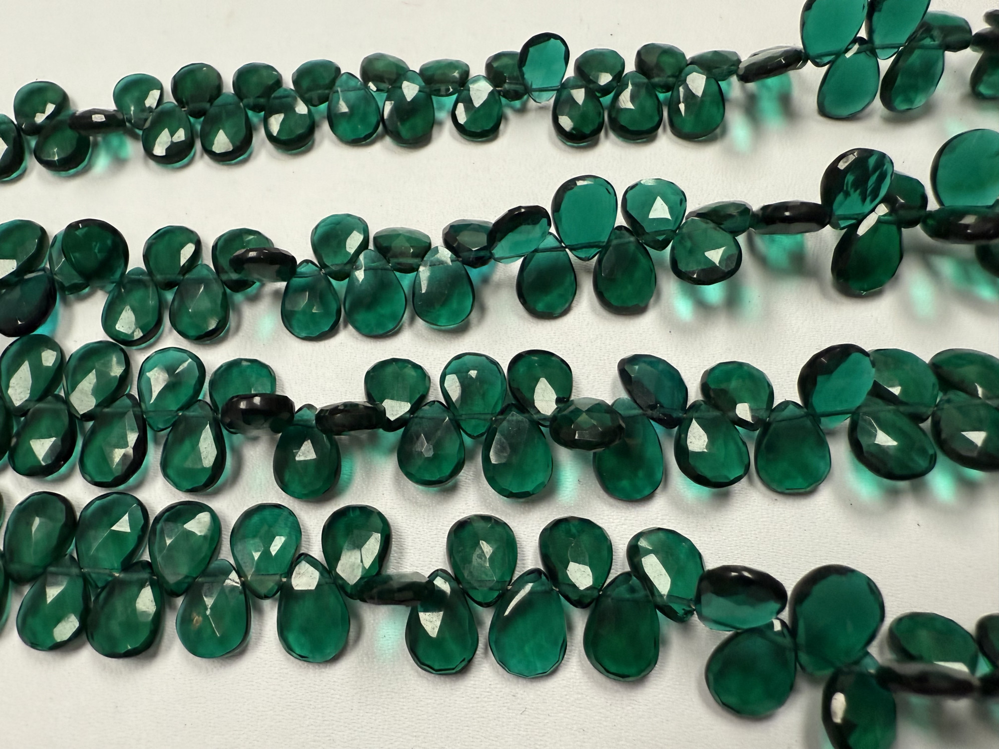 Forest Green Hydro Quartz Pear Faceted
