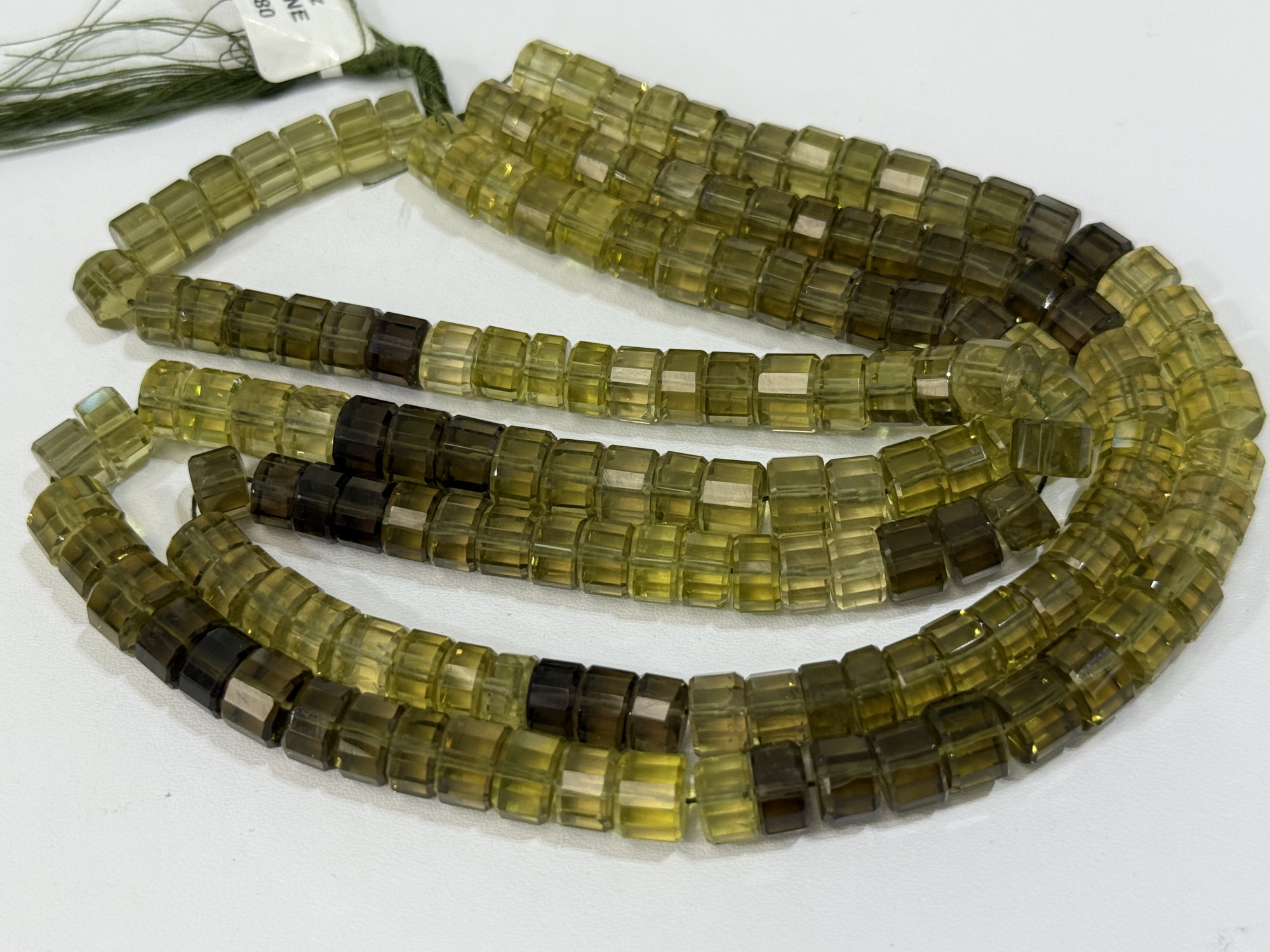 Olive Quartz Heishi Faceted