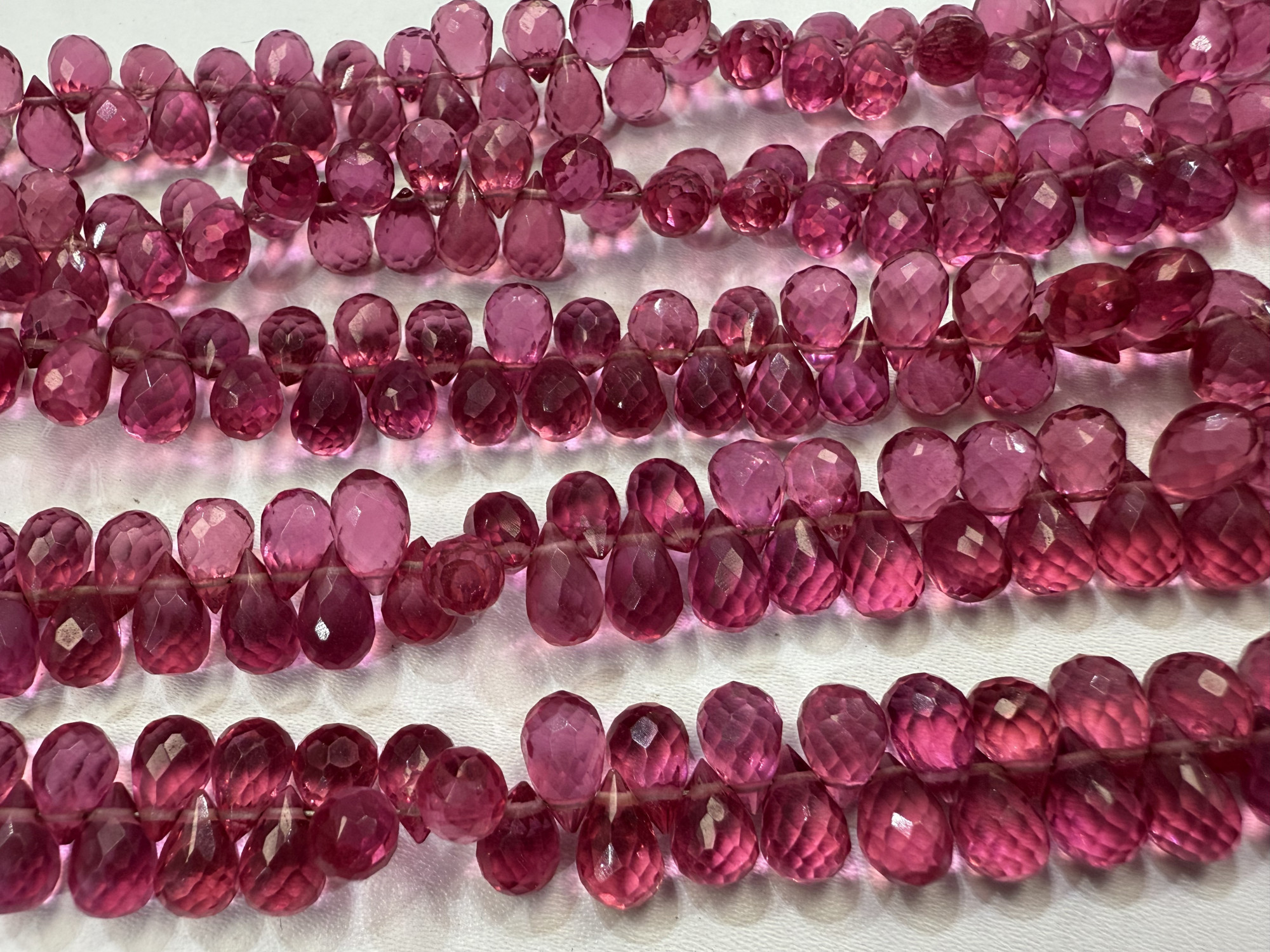 Rubellite Hydro Quartz Drop Faceted