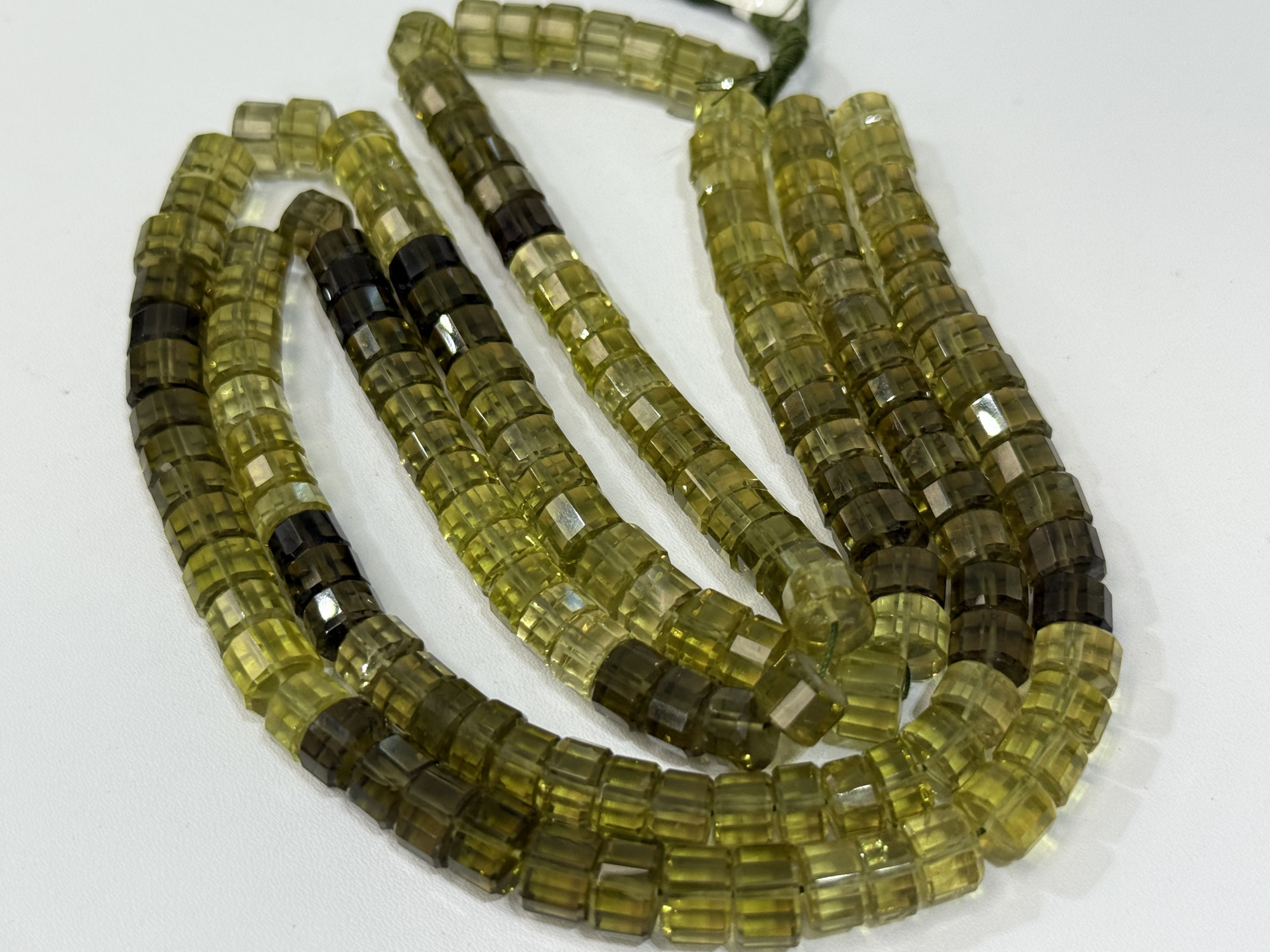 Olive Quartz Heishi Faceted