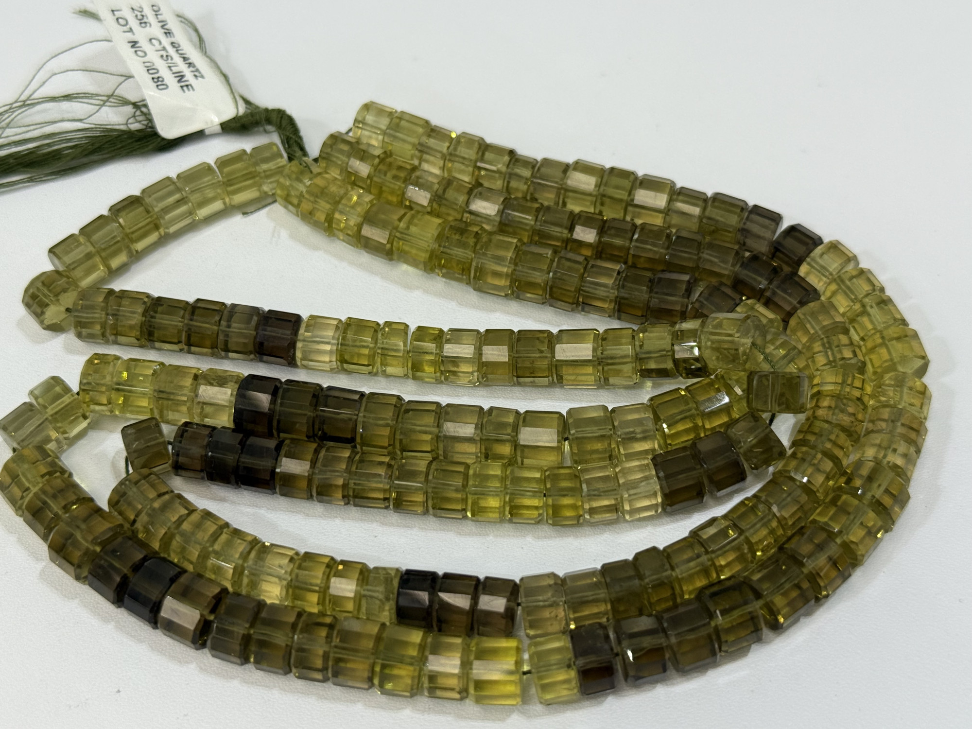 Olive Quartz Heishi Faceted