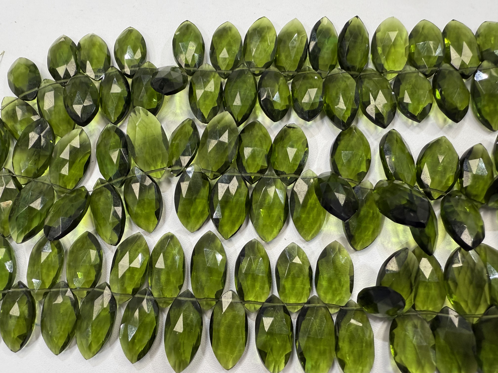 Olive Green Hydro Quartz Marquise Faceted
